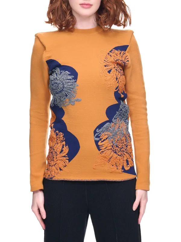 Lame Jacquard Knit Top (TA22-XN001-E-MUSTARD) sold by lorenzo