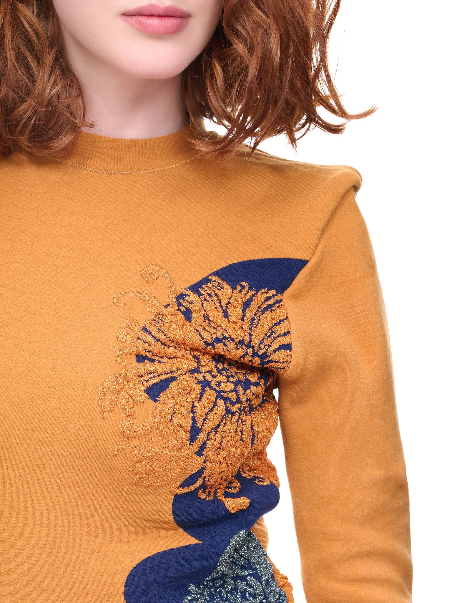 Lame Jacquard Knit Top (TA22-XN001-E-MUSTARD) sold by lorenzo product image thumbnail 4