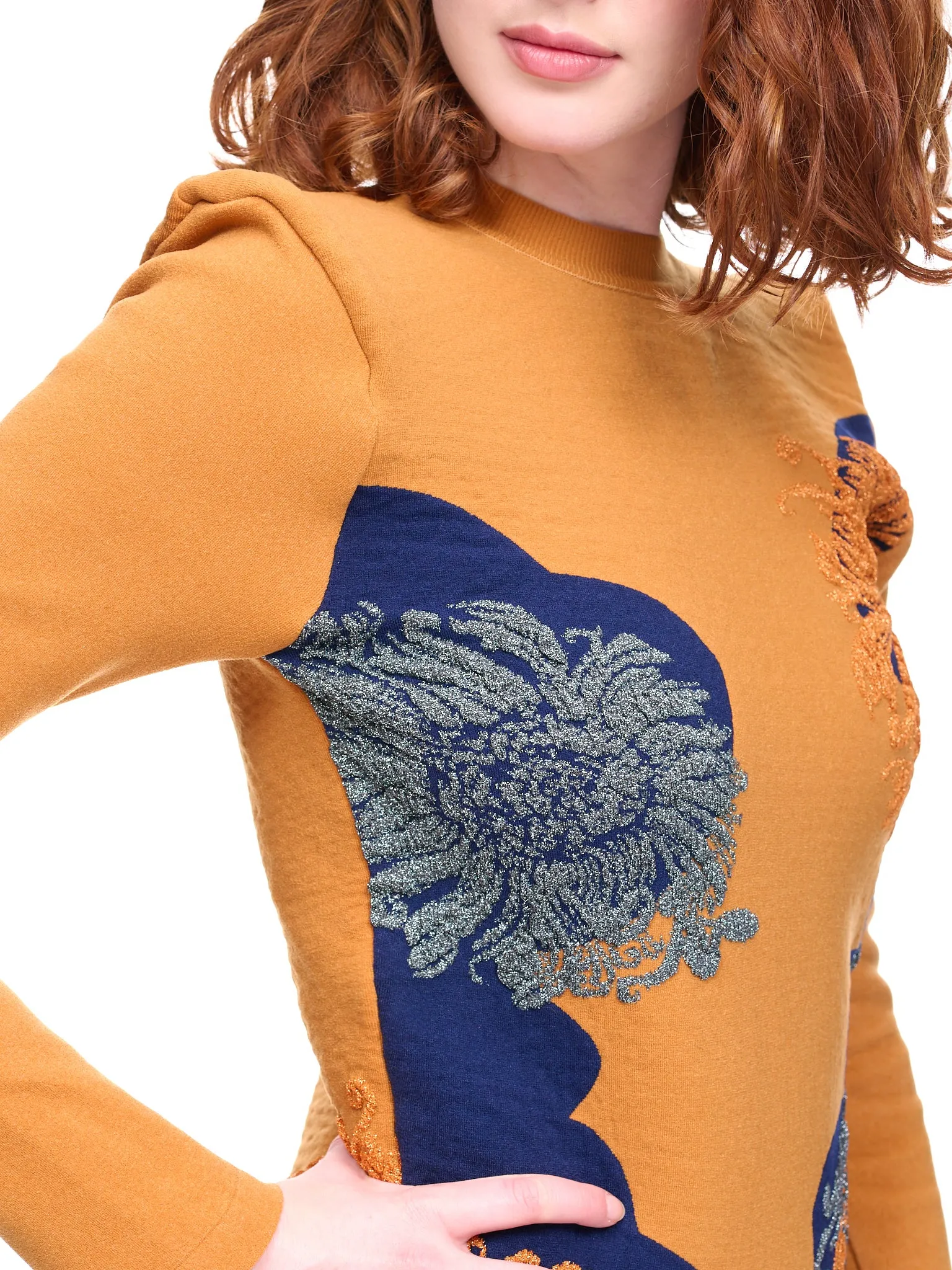 Lame Jacquard Knit Top (TA22-XN001-E-MUSTARD) sold by lorenzo product image thumbnail 5