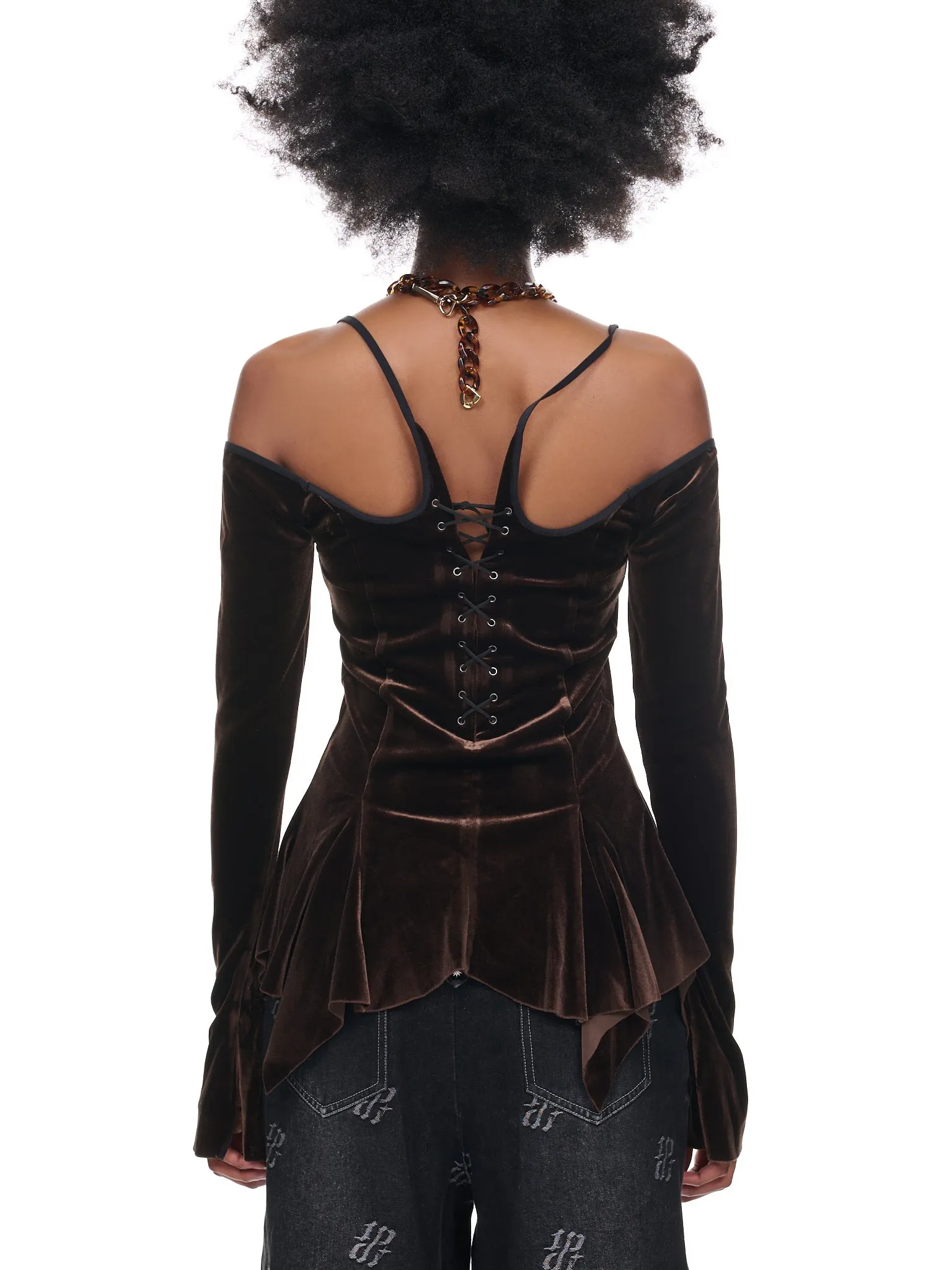 Velvet Draping Top (TOP-07-DKBROWN) sold by lorenzo product image thumbnail 3