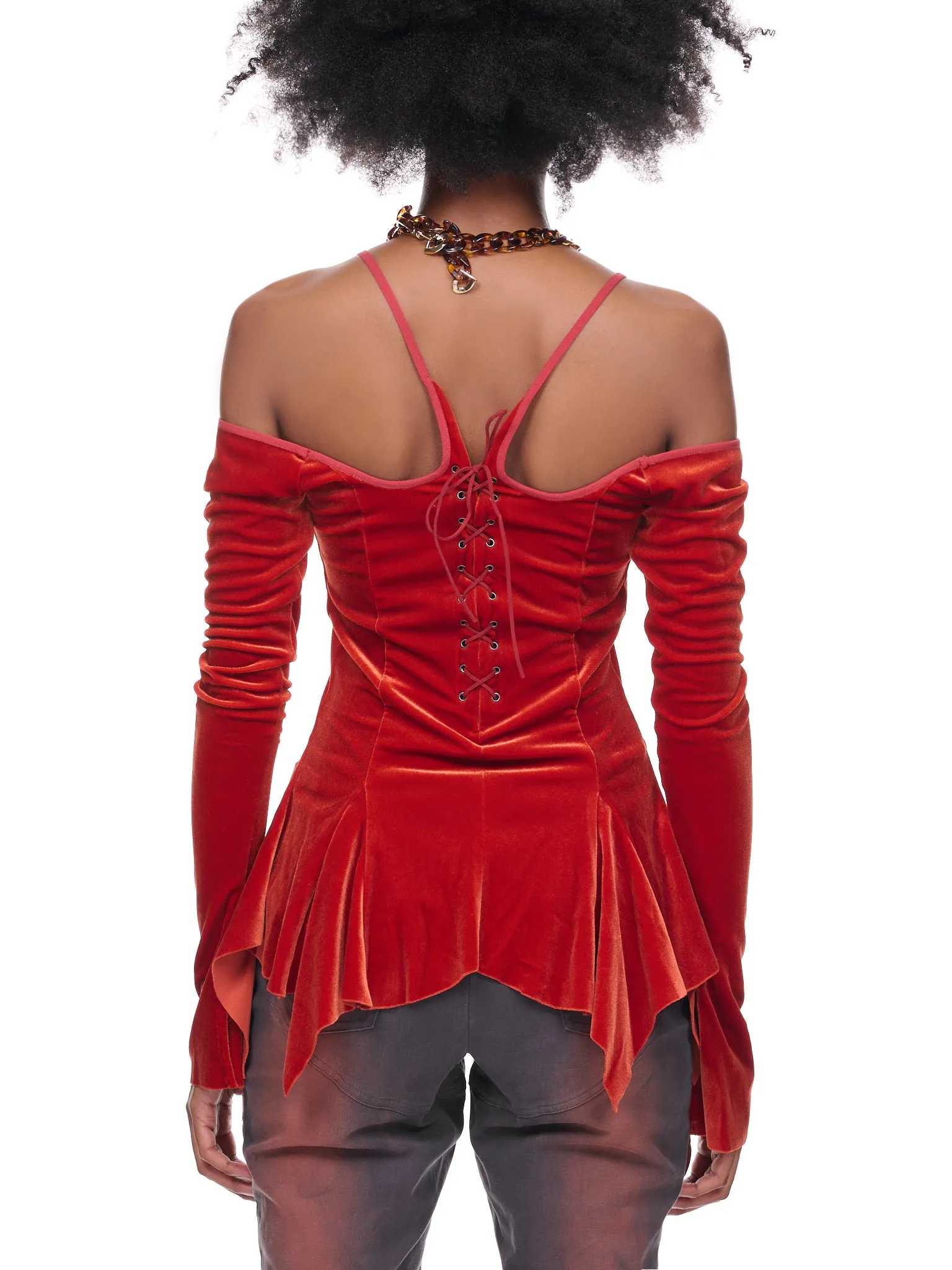 Velvet Draping Top (TOP-07-DKORANGE) sold by lorenzo product image thumbnail 3