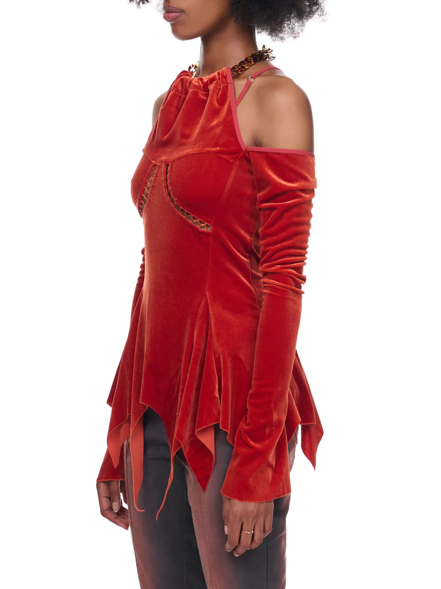 Velvet Draping Top (TOP-07-DKORANGE) sold by lorenzo product image thumbnail 2