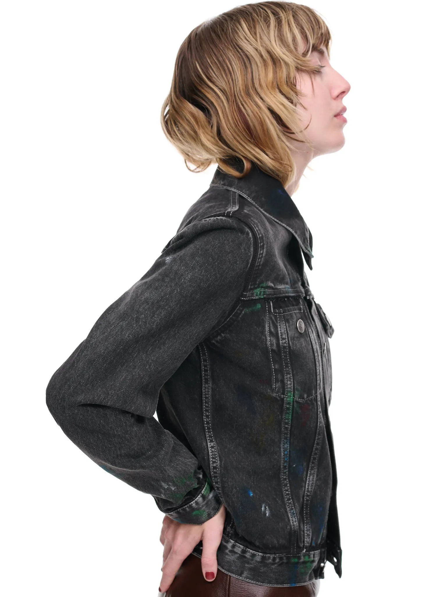 Painted Denim Jacket (S51AM0476-S30842-BLACK) sold by lorenzo product image thumbnail 5