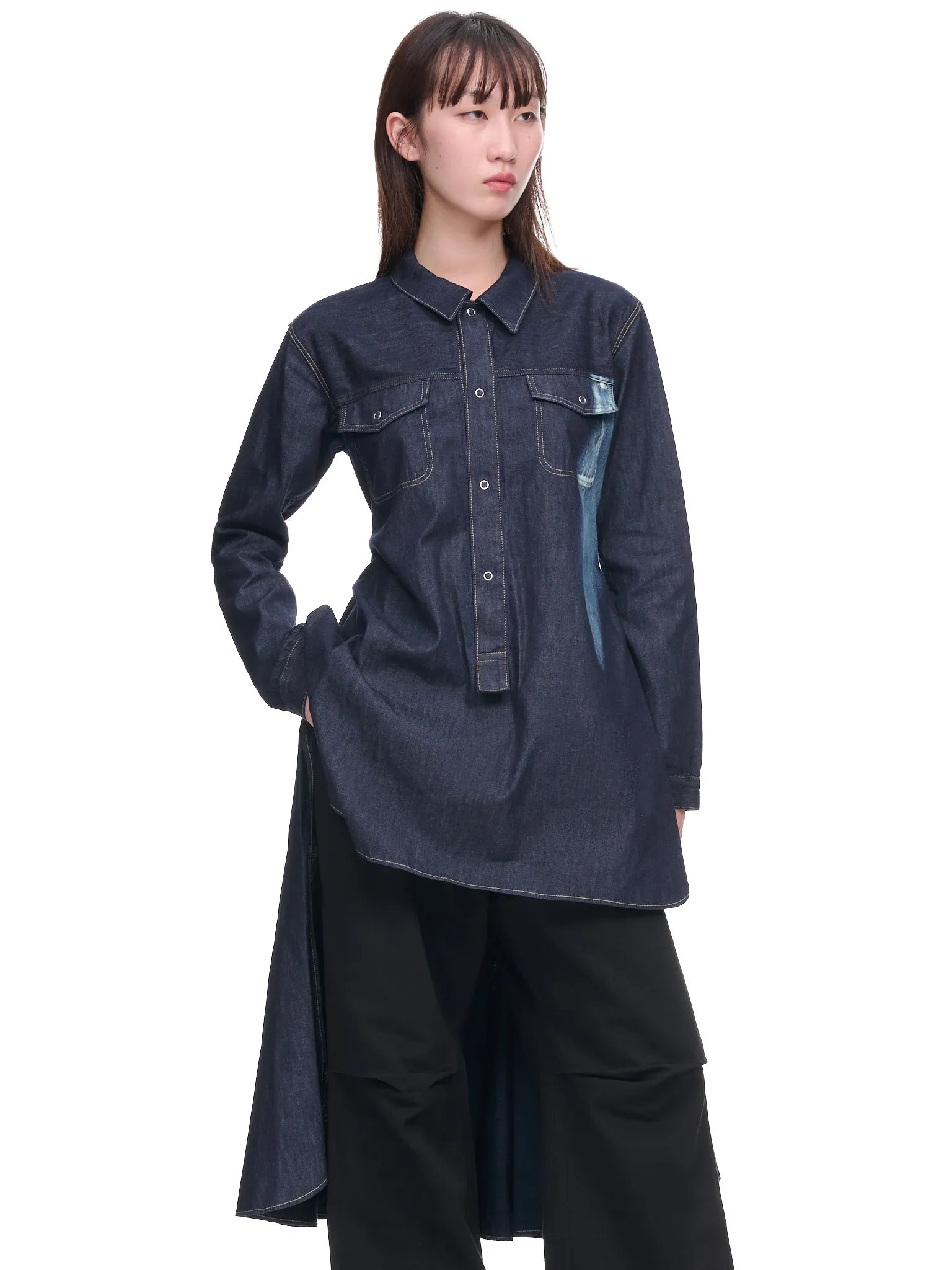 Denim Button Up Shirt Dress (FE-D03-011-1-NAVY-BLUE) sold by lorenzo product image thumbnail 4