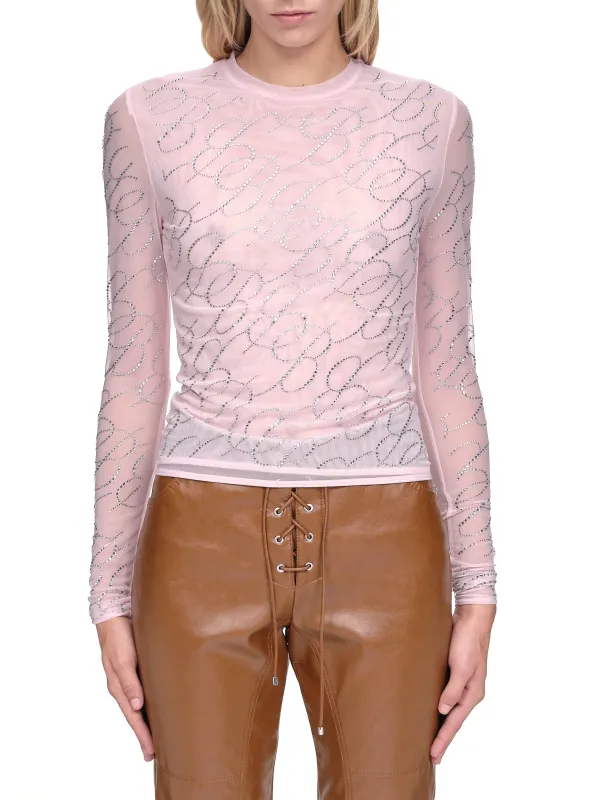 Logo Embroidery Shirt (2C128A-N0149-CHALK-PINK) sold by lorenzo