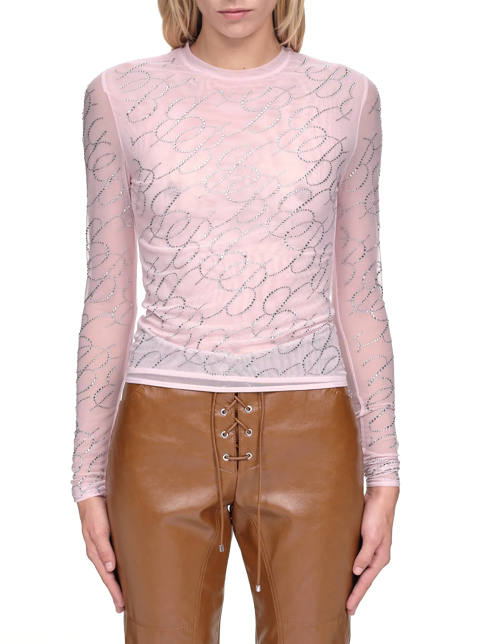 Logo Embroidery Shirt (2C128A-N0149-CHALK-PINK) sold by lorenzo