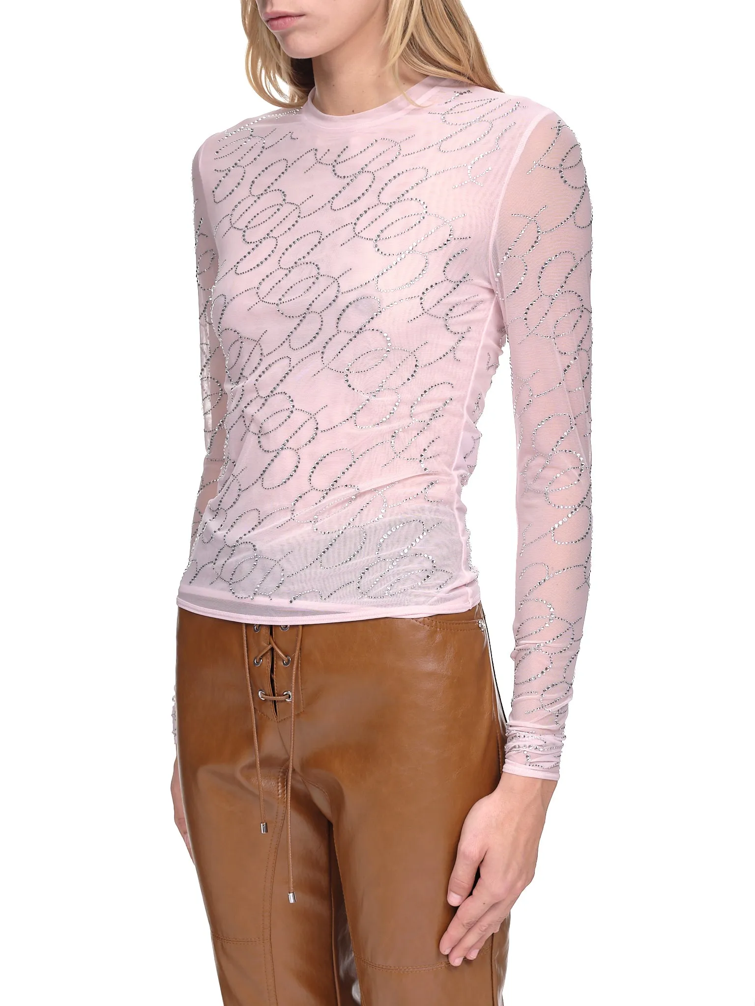 Logo Embroidery Shirt (2C128A-N0149-CHALK-PINK) sold by lorenzo product image thumbnail 2