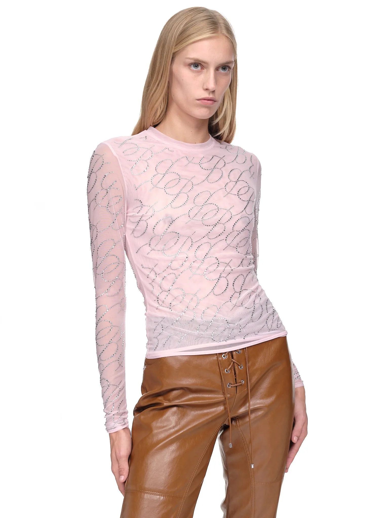 Logo Embroidery Shirt (2C128A-N0149-CHALK-PINK) sold by lorenzo product image thumbnail 4