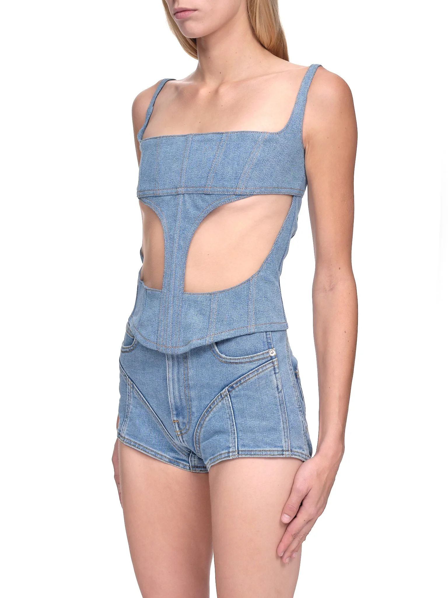 Illusion Denim Corset (6TO0613249-B6401-BLUE-NUDE-01) sold by lorenzo product image thumbnail 2