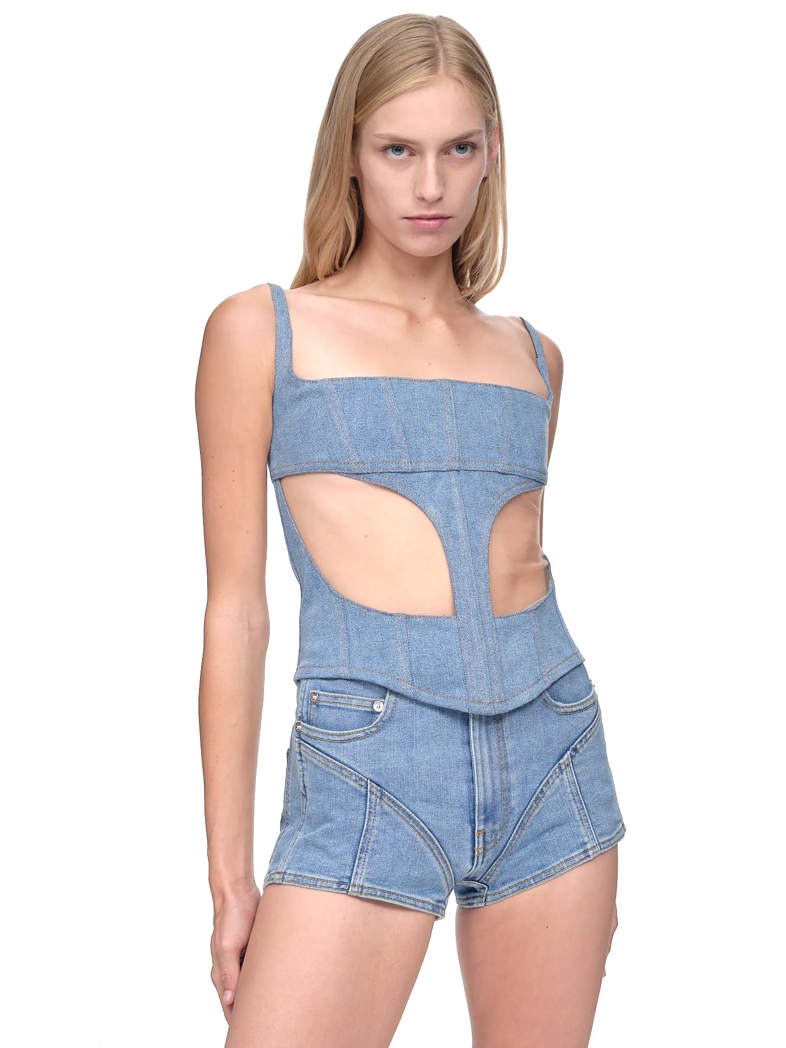 Illusion Denim Corset (6TO0613249-B6401-BLUE-NUDE-01) sold by lorenzo product image thumbnail 4