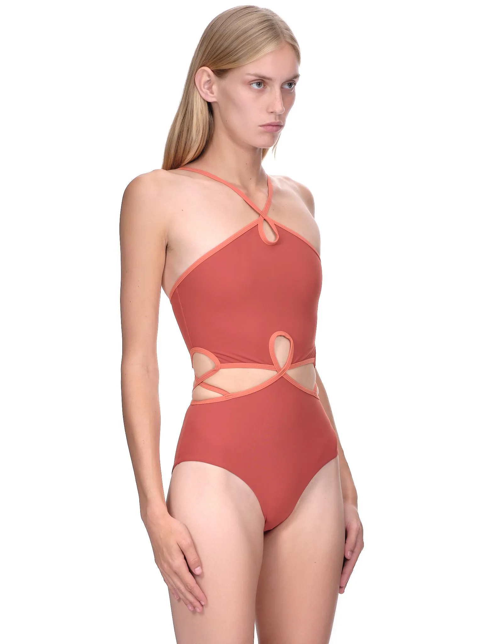 Looped Halter Swimsuit (PF22SWIM03-TERRACOTTA-MULTI) sold by lorenzo product image thumbnail 5