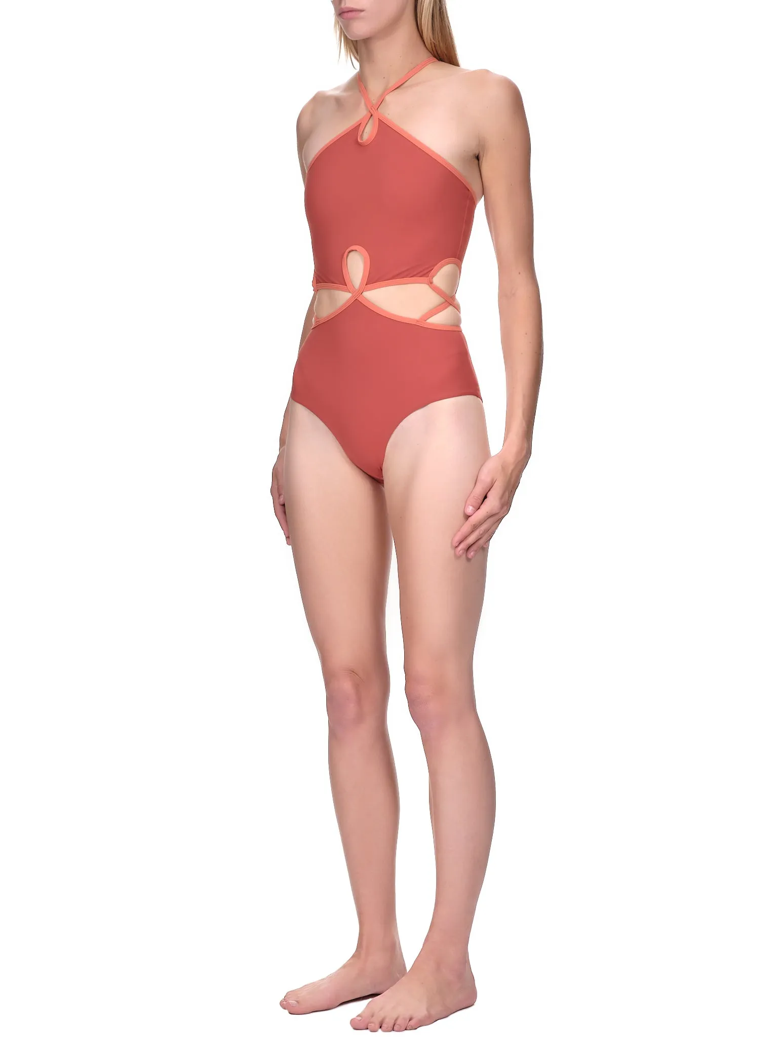 Looped Halter Swimsuit (PF22SWIM03-TERRACOTTA-MULTI) sold by lorenzo product image thumbnail 2