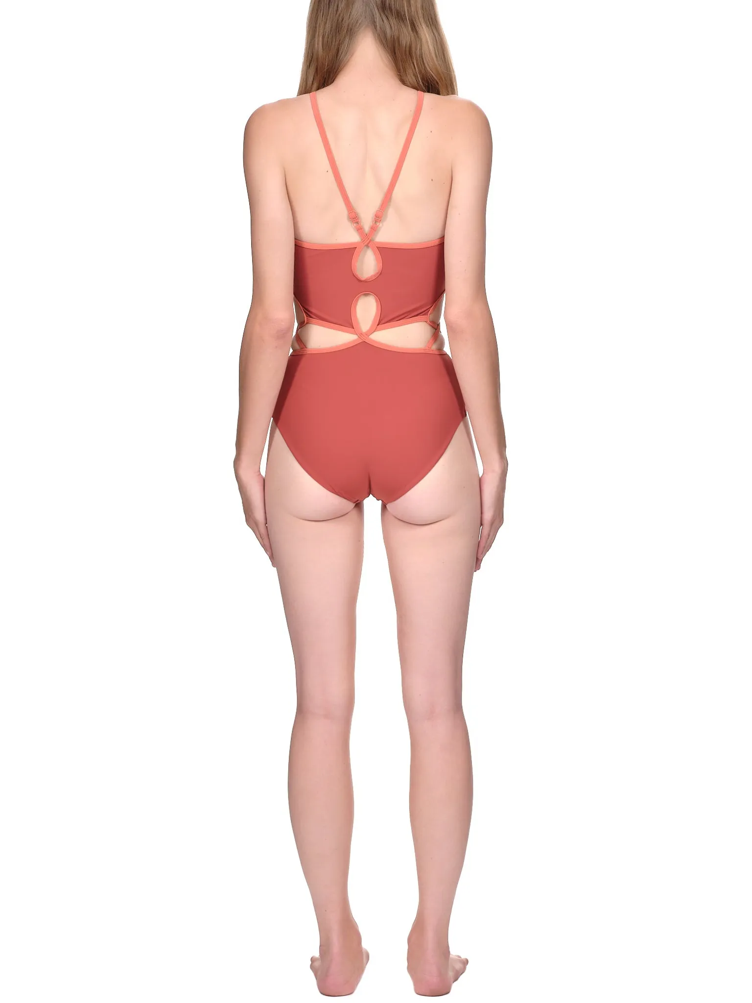 Looped Halter Swimsuit (PF22SWIM03-TERRACOTTA-MULTI) sold by lorenzo product image thumbnail 3