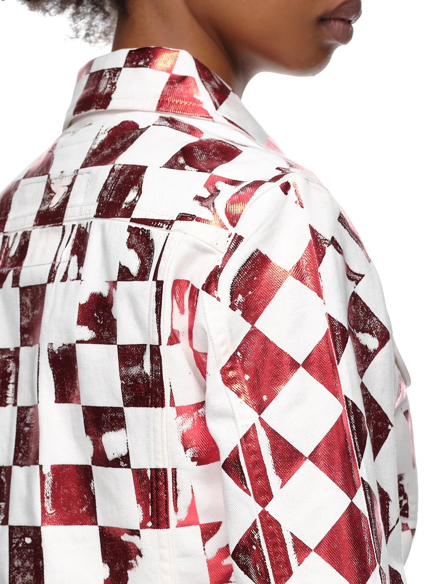 Check Print Denim Jacket (S62AN0065-S30653-RED-WHITE-CHE) sold by lorenzo product image thumbnail 5