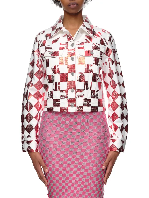 Check Print Denim Jacket (S62AN0065-S30653-RED-WHITE-CHE) sold by lorenzo