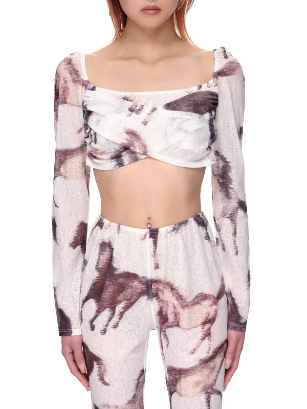 Horse Print Draped Top (00T05-HORSE-PRINTS) sold by lorenzo