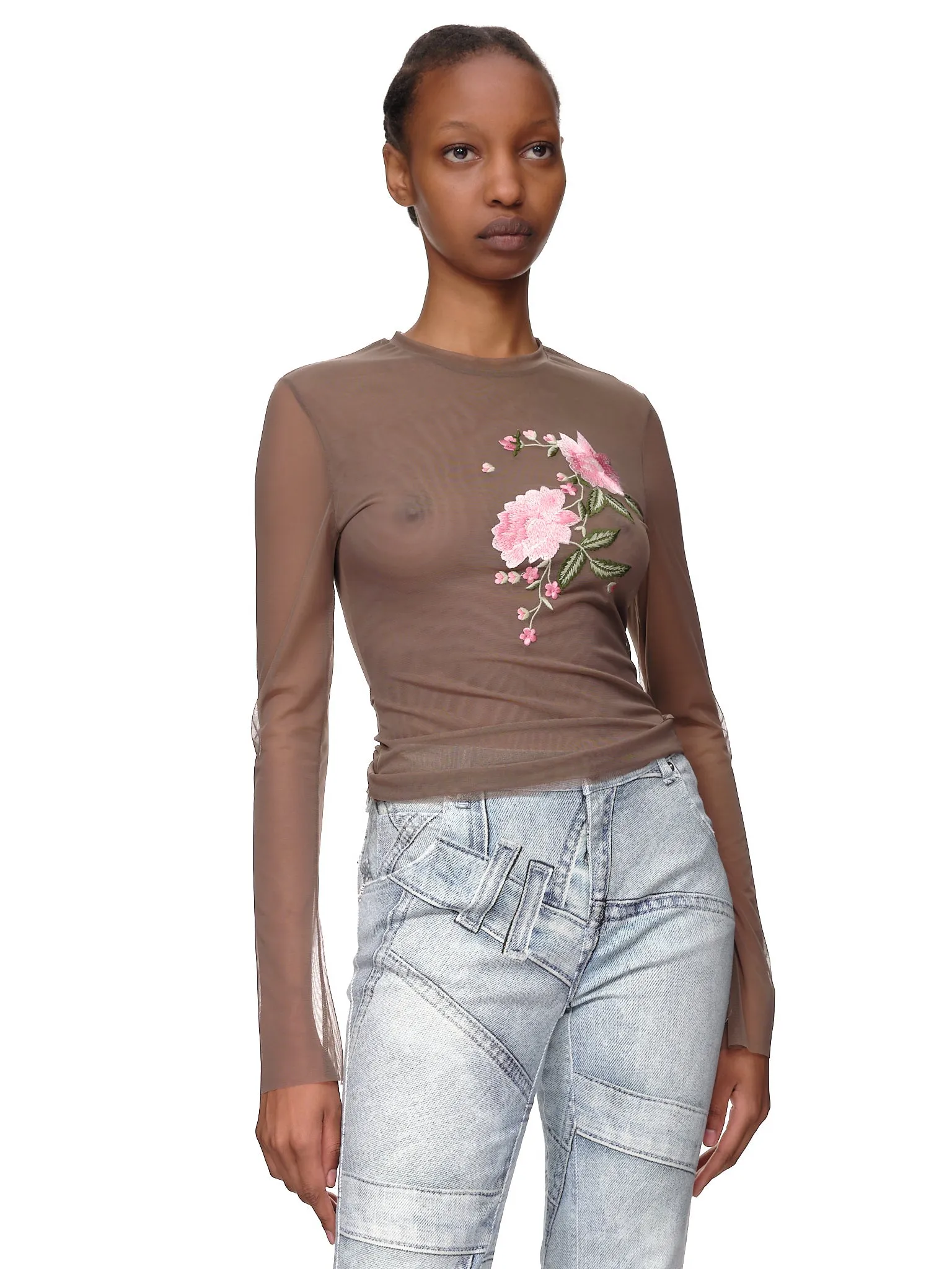 Long Sleeve Embroidered Blouse (2C086S-N0566-FANGO-BROWN) sold by lorenzo product image thumbnail 4