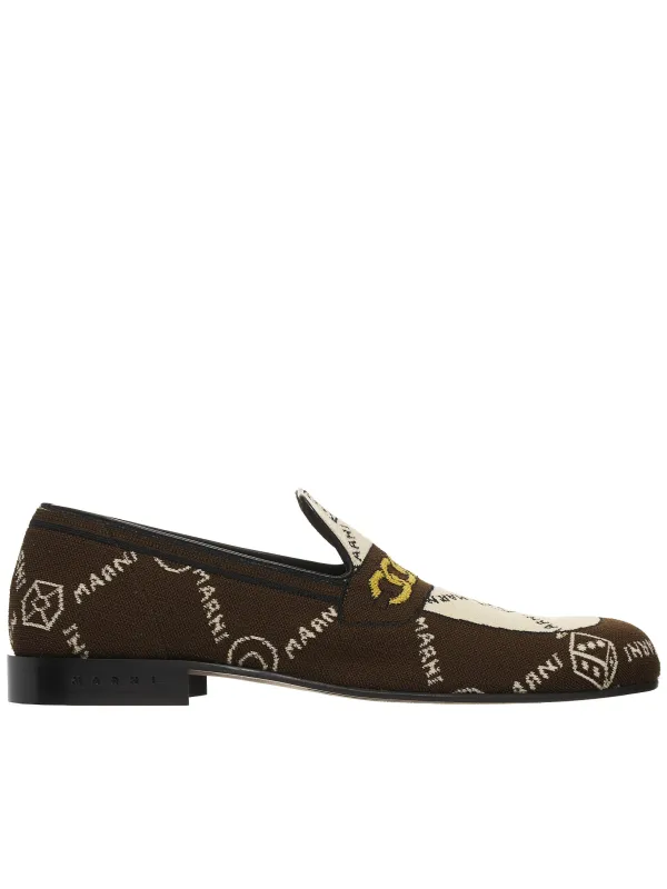 Marnigram Trompe L'oeil Jacquard Moccasins (MOMR003802-P4601-Z2Q07-BLACK-W) sold by lorenzo