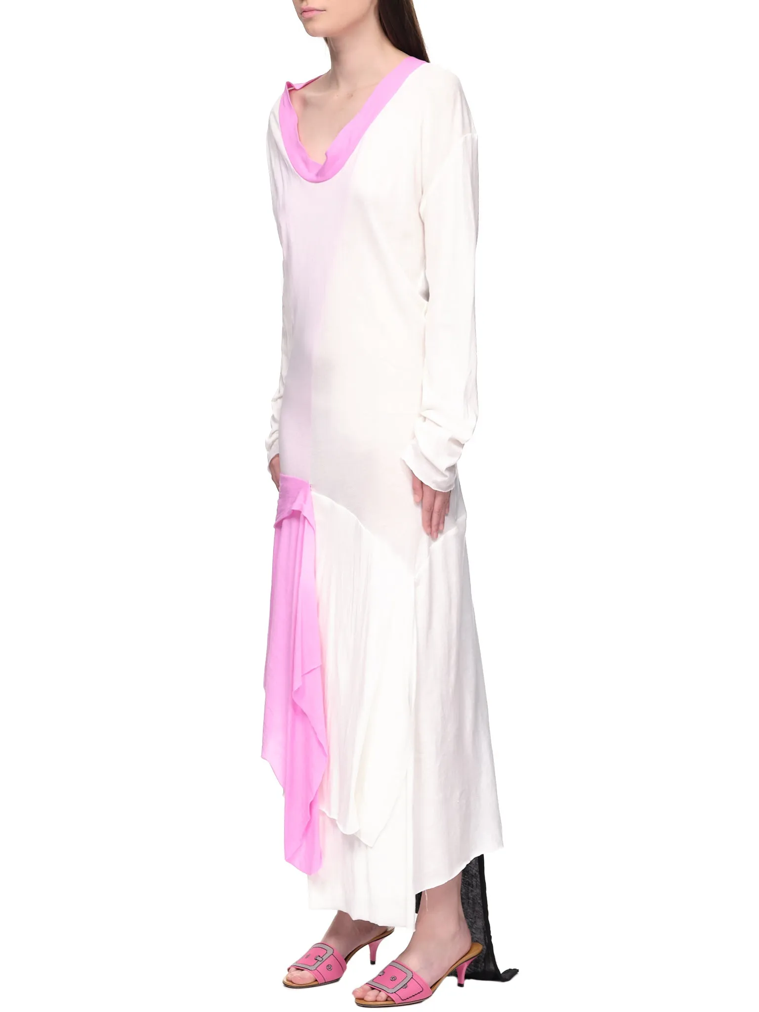 Scoop Neck Maxi Dress (D04-WHITE-PINK) sold by lorenzo product image thumbnail 2