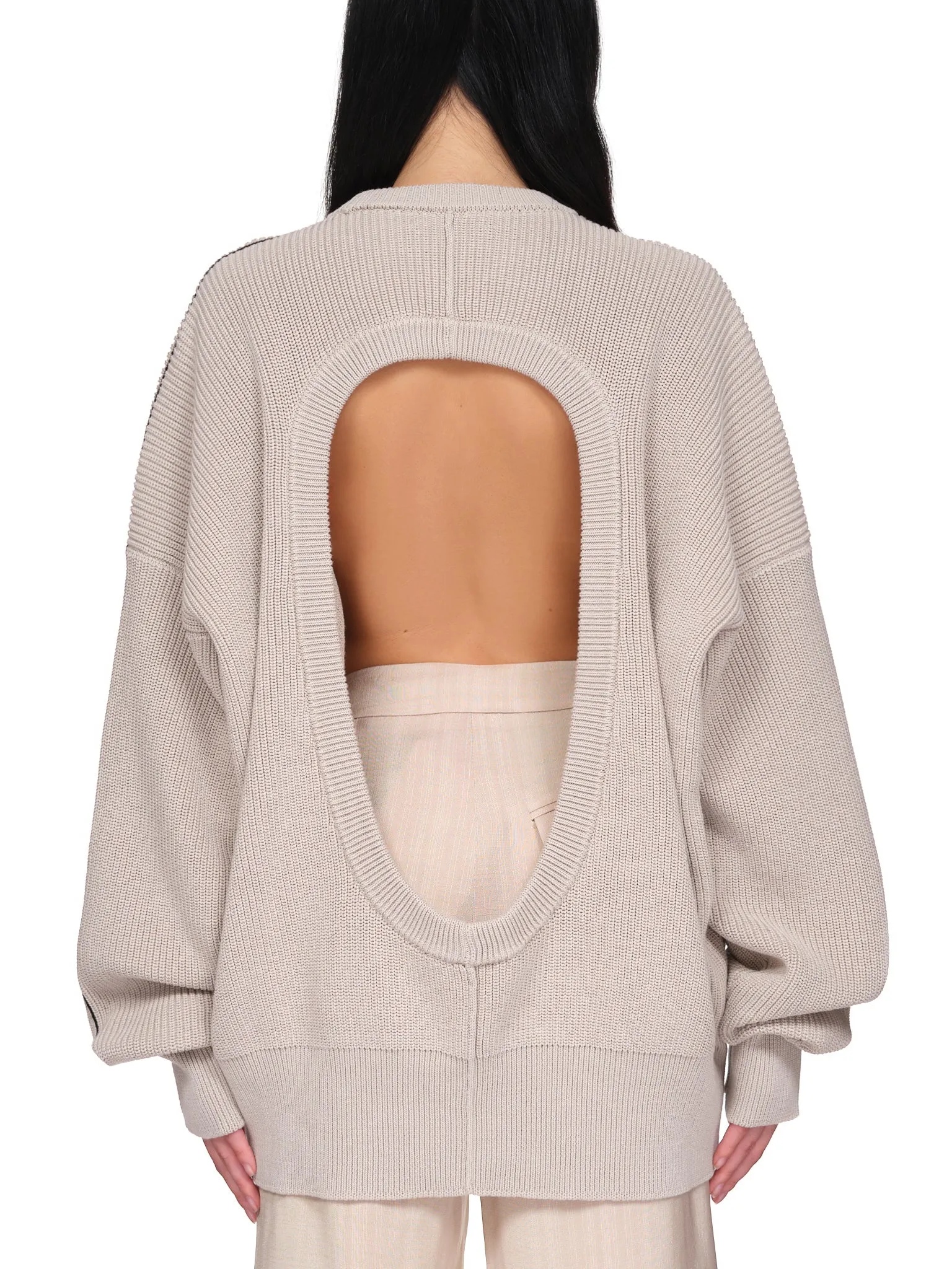 Cutout Crew Neck Sweater (PD-792-WHL-YCO003-LATTE) sold by lorenzo product image thumbnail 3