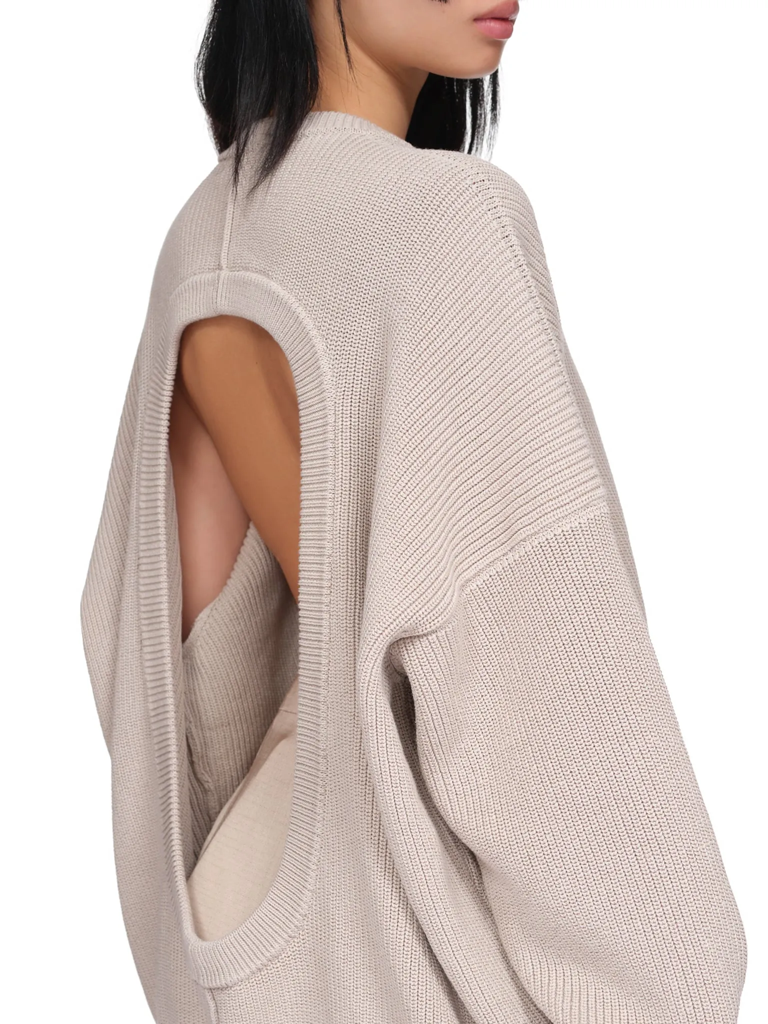 Cutout Crew Neck Sweater (PD-792-WHL-YCO003-LATTE) sold by lorenzo product image thumbnail 5