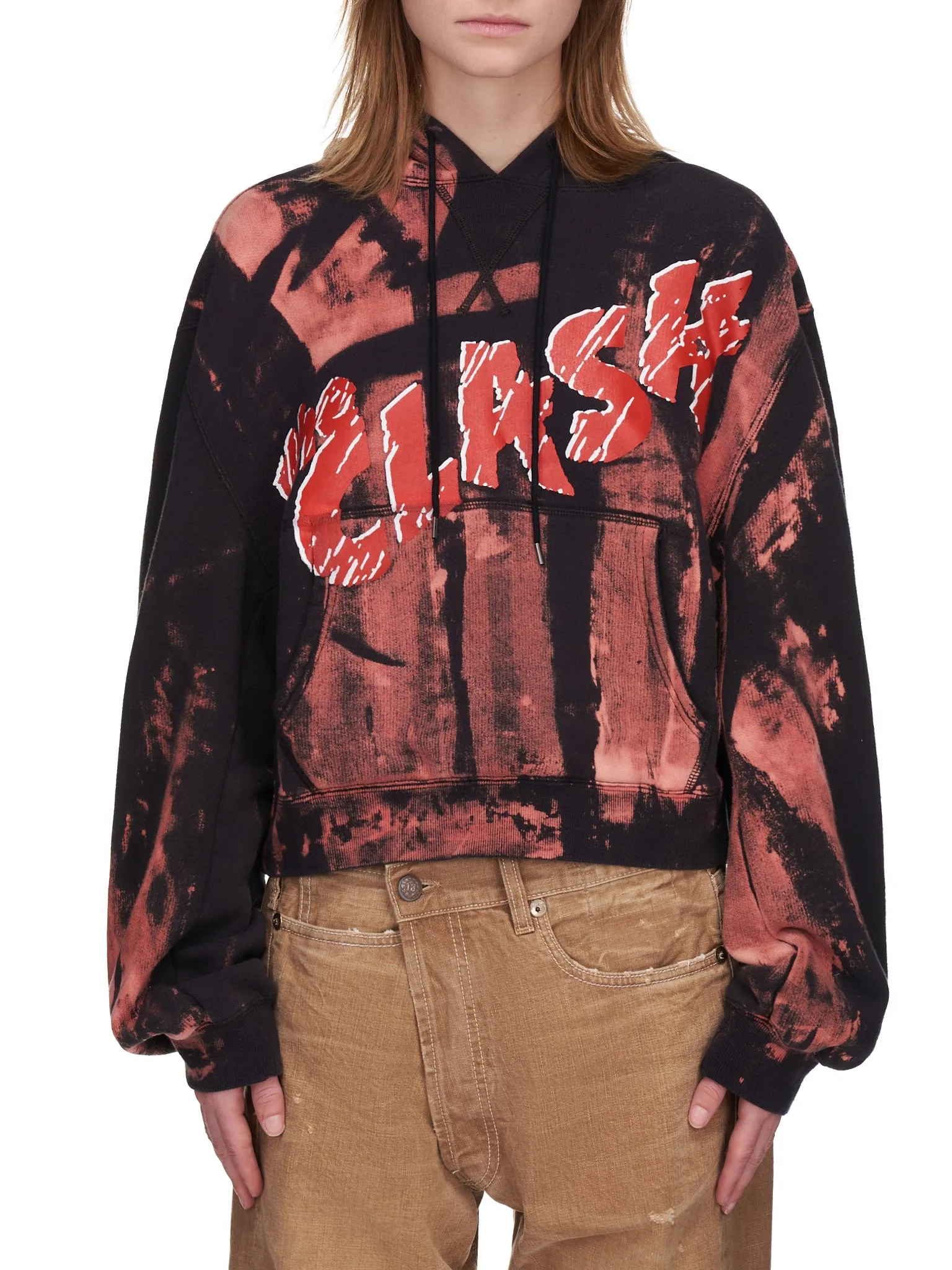 Clash Cropped Hoodie (R13W3622-BLEACHED-BLACK) sold by lorenzo