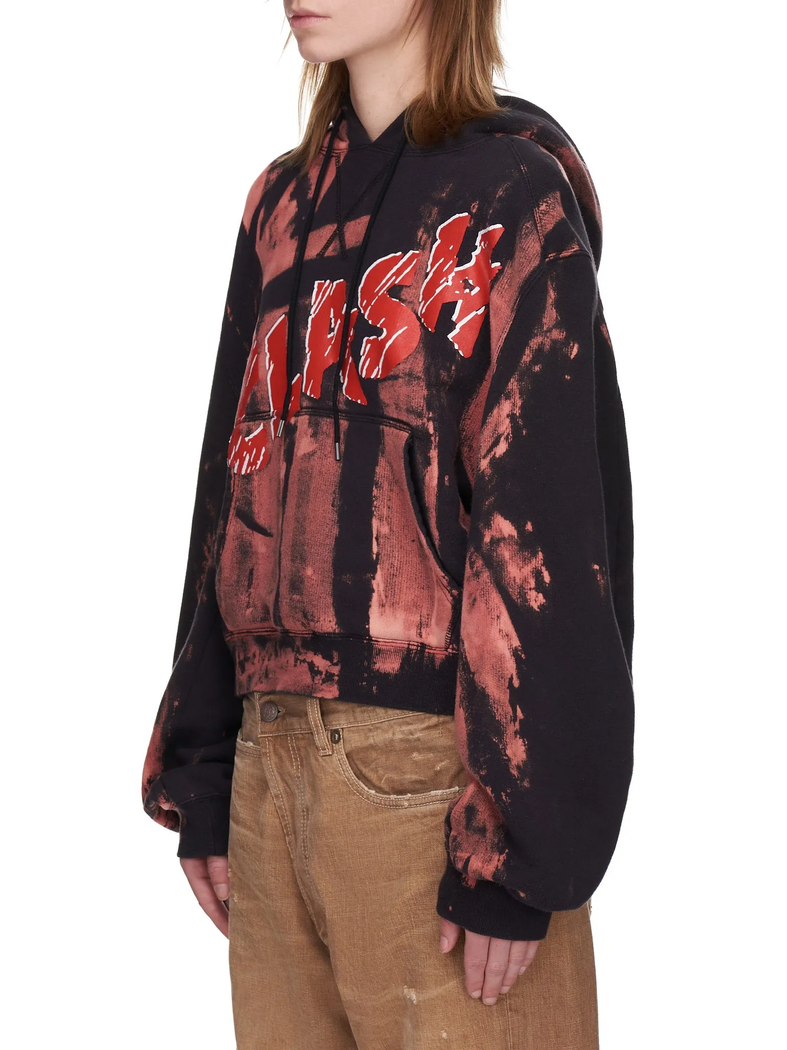 Clash Cropped Hoodie (R13W3622-BLEACHED-BLACK) sold by lorenzo product image thumbnail 2
