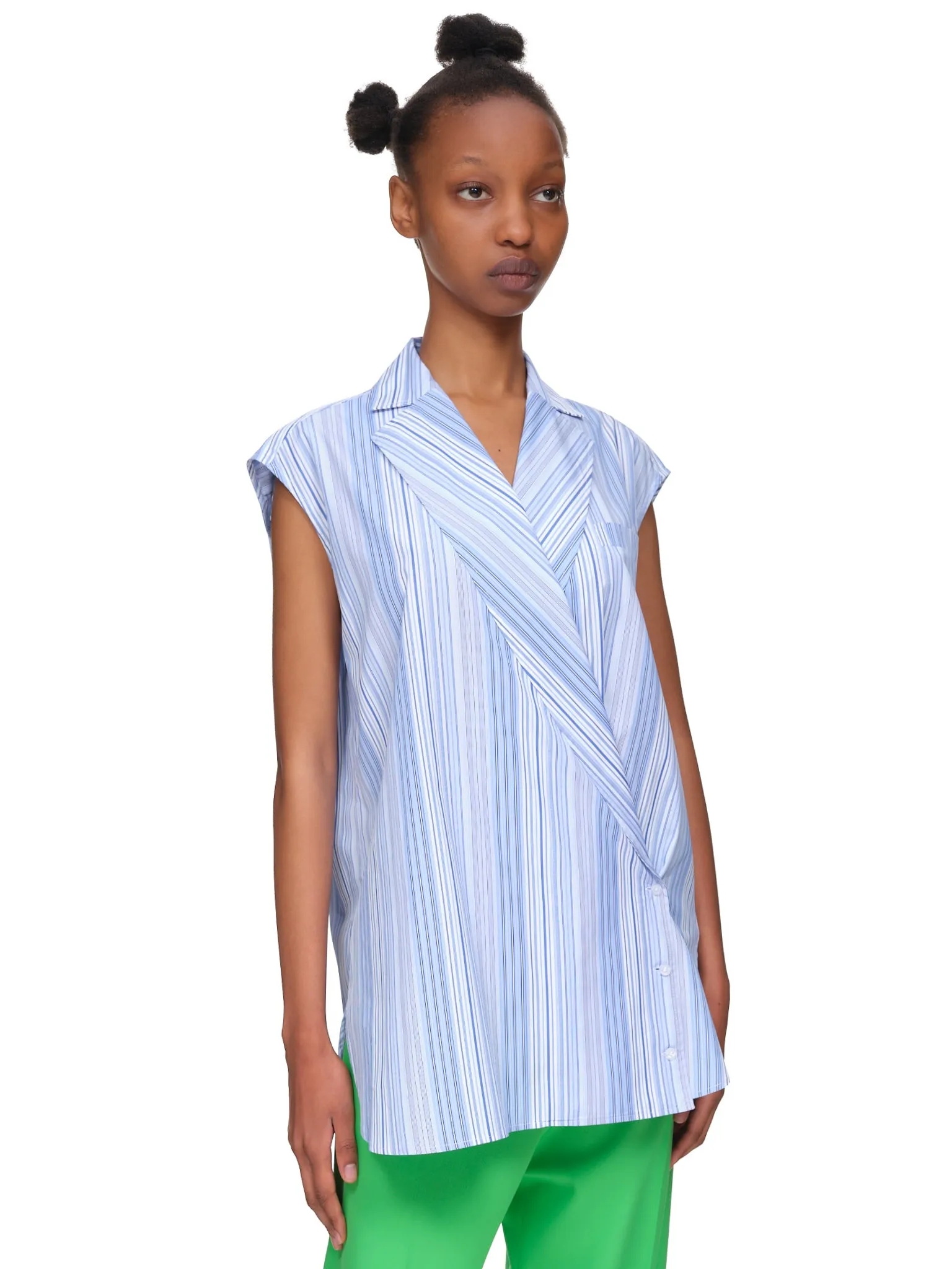 Sleeveless Criss-Cross Blouse (22ECTO037CO0991-M4149-BLUE) sold by lorenzo product image thumbnail 4