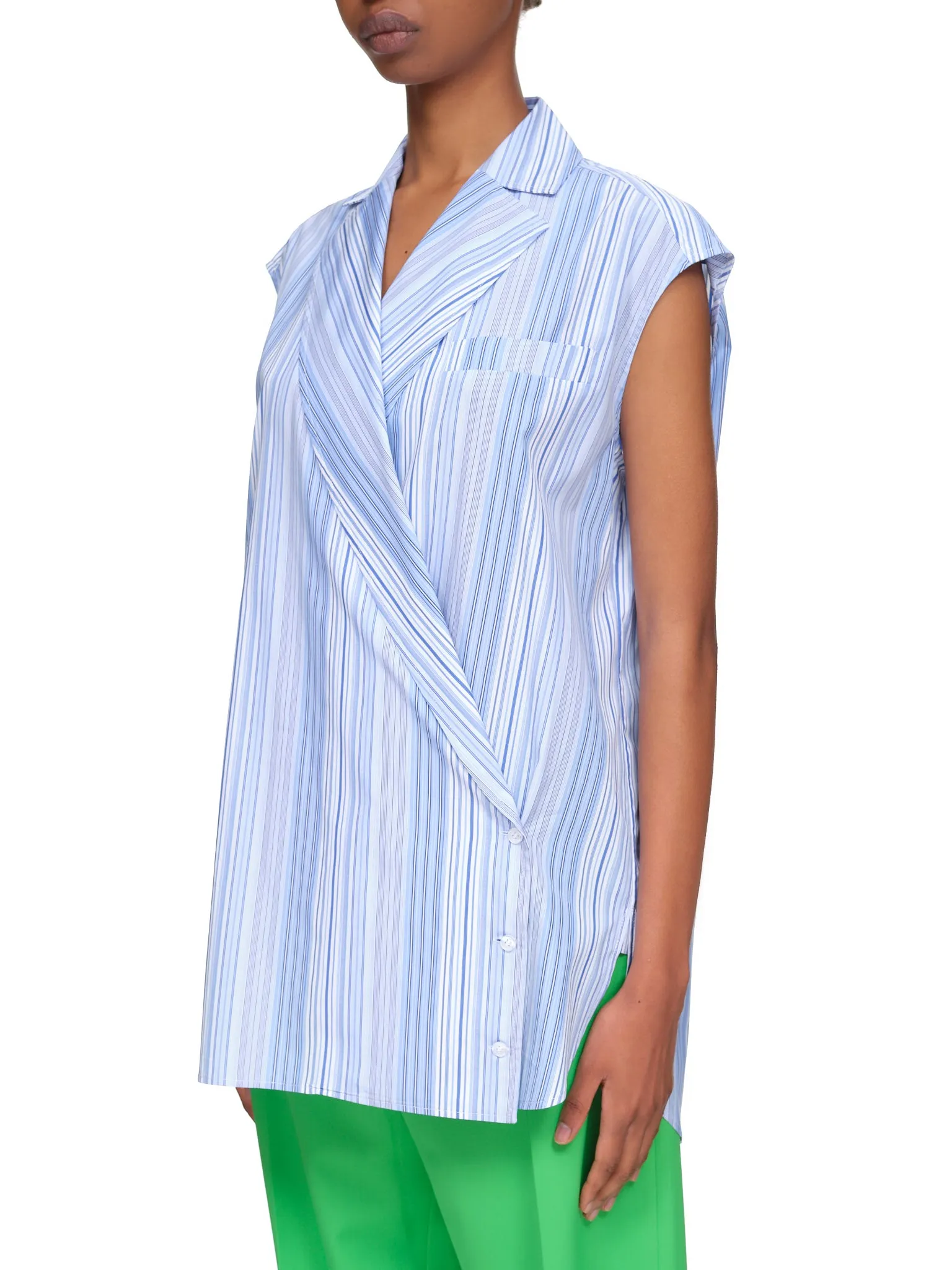 Sleeveless Criss-Cross Blouse (22ECTO037CO0991-M4149-BLUE) sold by lorenzo product image thumbnail 2