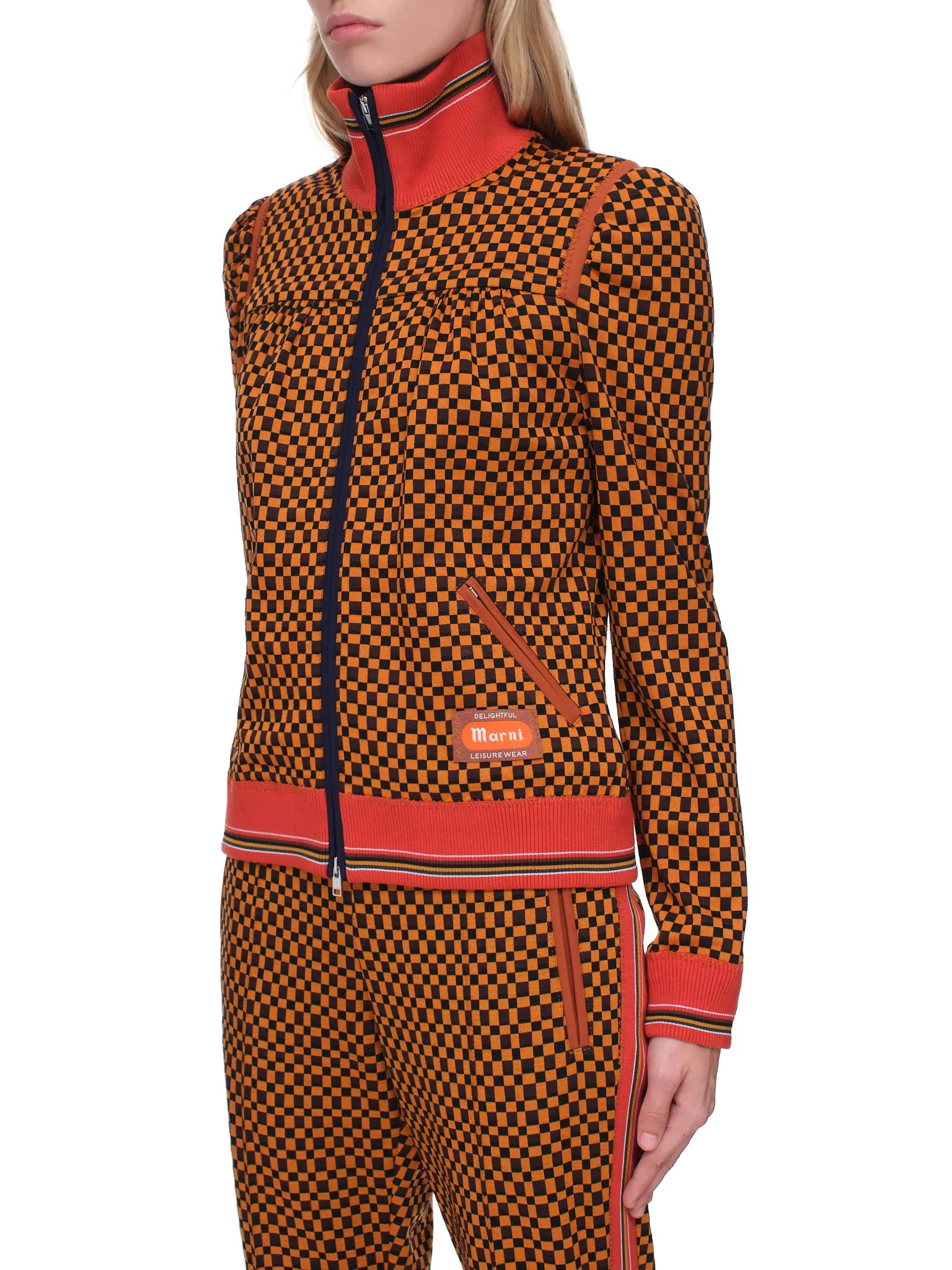Jersey Jacquard Jacket (JKMA0217LQ-UTV879-ORANGE-BROWN) sold by lorenzo product image thumbnail 2