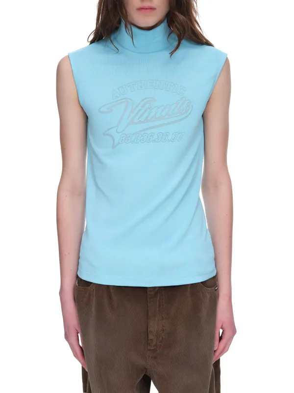 Slogan Print Sleeveless Top (VL12TR520T-LIGHT-BLUE) sold by lorenzo