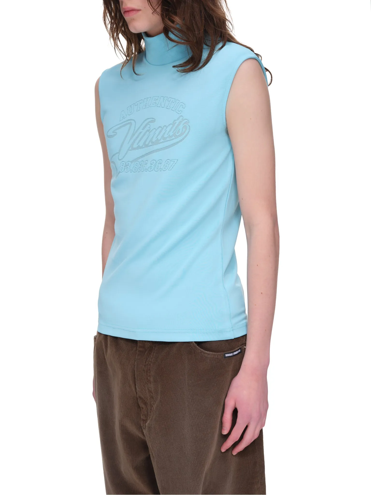 Slogan Print Sleeveless Top (VL12TR520T-LIGHT-BLUE) sold by lorenzo product image thumbnail 2