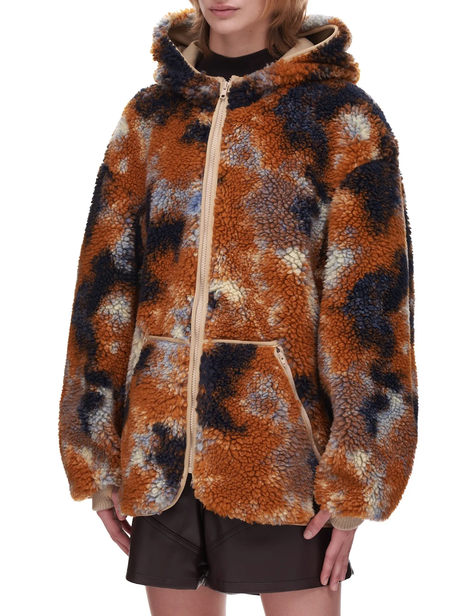 Oversized Zip up Fleece Hoodie (R13WR070-R104A-RUST-CAMO) sold by lorenzo product image thumbnail 2