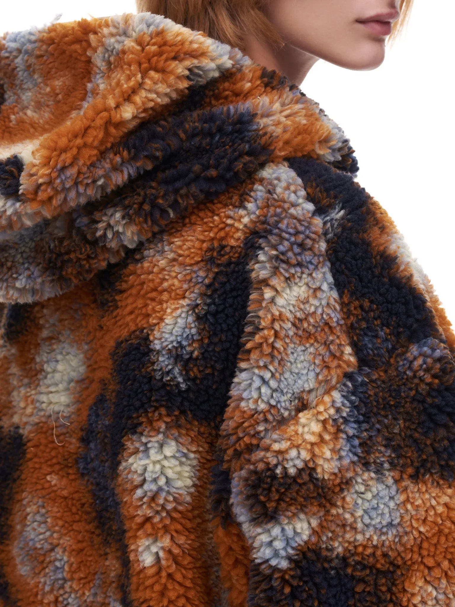 Oversized Zip up Fleece Hoodie (R13WR070-R104A-RUST-CAMO) sold by lorenzo product image thumbnail 5