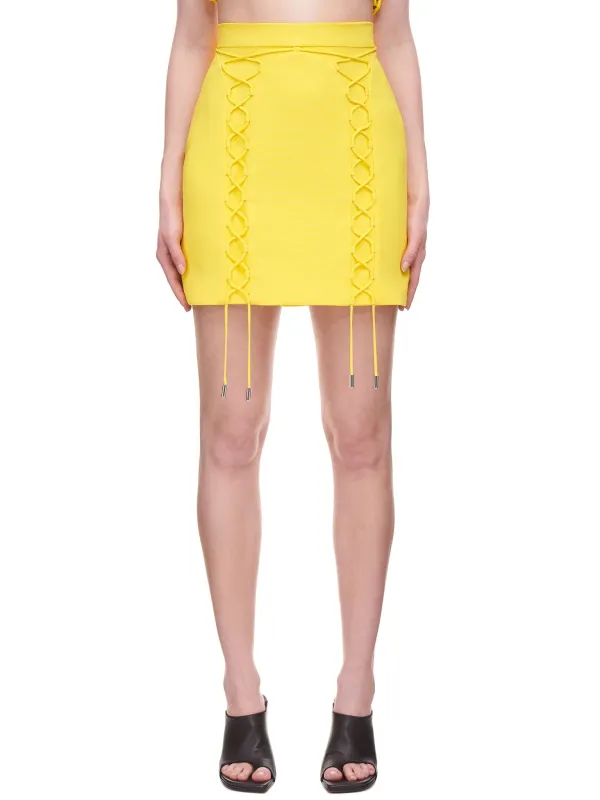 Front Lacing Mini Skirt (R22DK21SA-YELLOW) sold by lorenzo