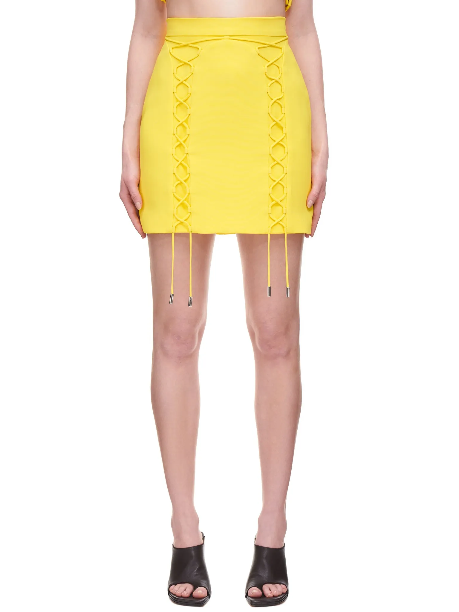 Front Lacing Mini Skirt (R22DK21SA-YELLOW) sold by lorenzo