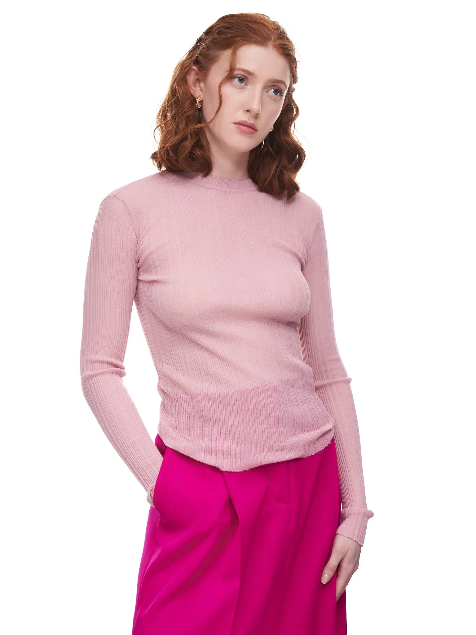 Transparent Sweater (22PMPU001ML0492-DRAGEE-PINK) sold by lorenzo product image thumbnail 4