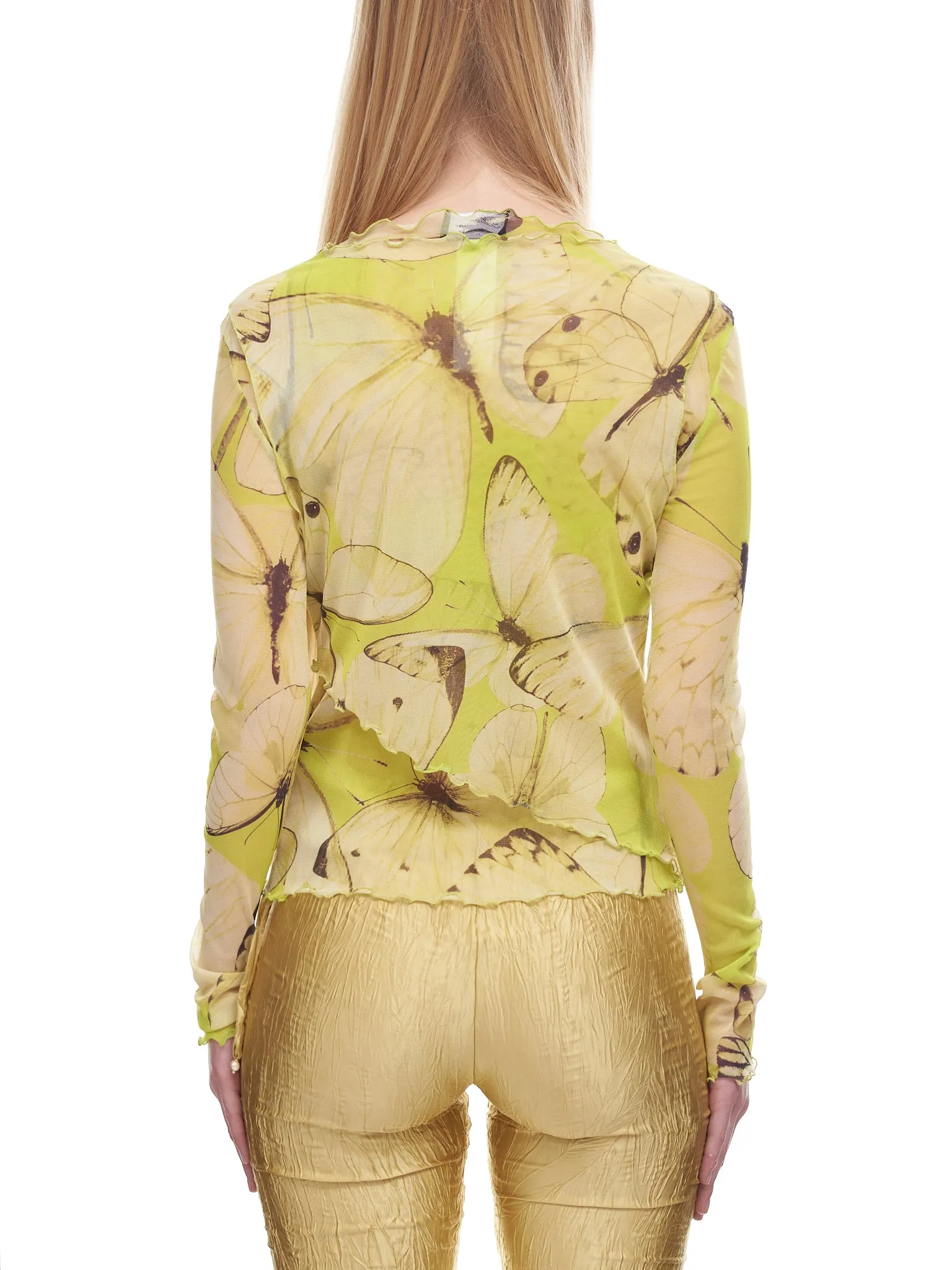 Butterfly Tulle Blouse (2C046A-LIME-GIALLO) sold by lorenzo product image thumbnail 3