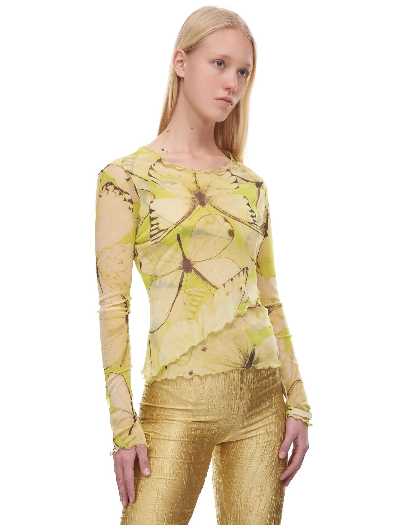 Butterfly Tulle Blouse (2C046A-LIME-GIALLO) sold by lorenzo product image thumbnail 4
