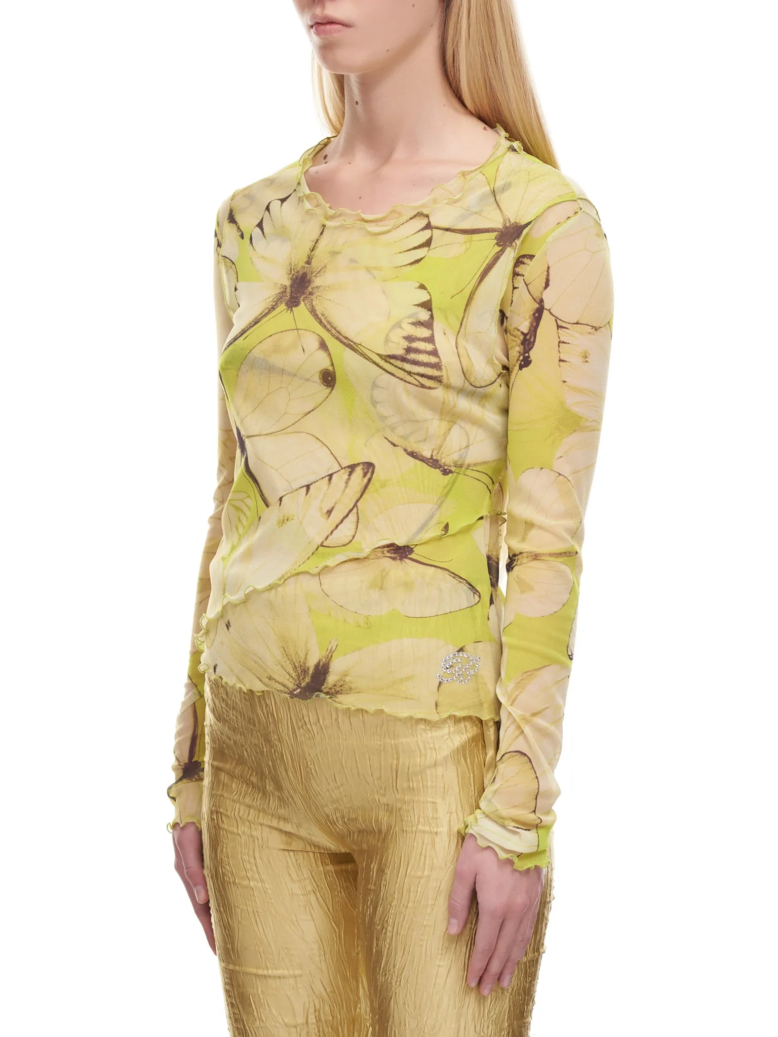 Butterfly Tulle Blouse (2C046A-LIME-GIALLO) sold by lorenzo product image thumbnail 2