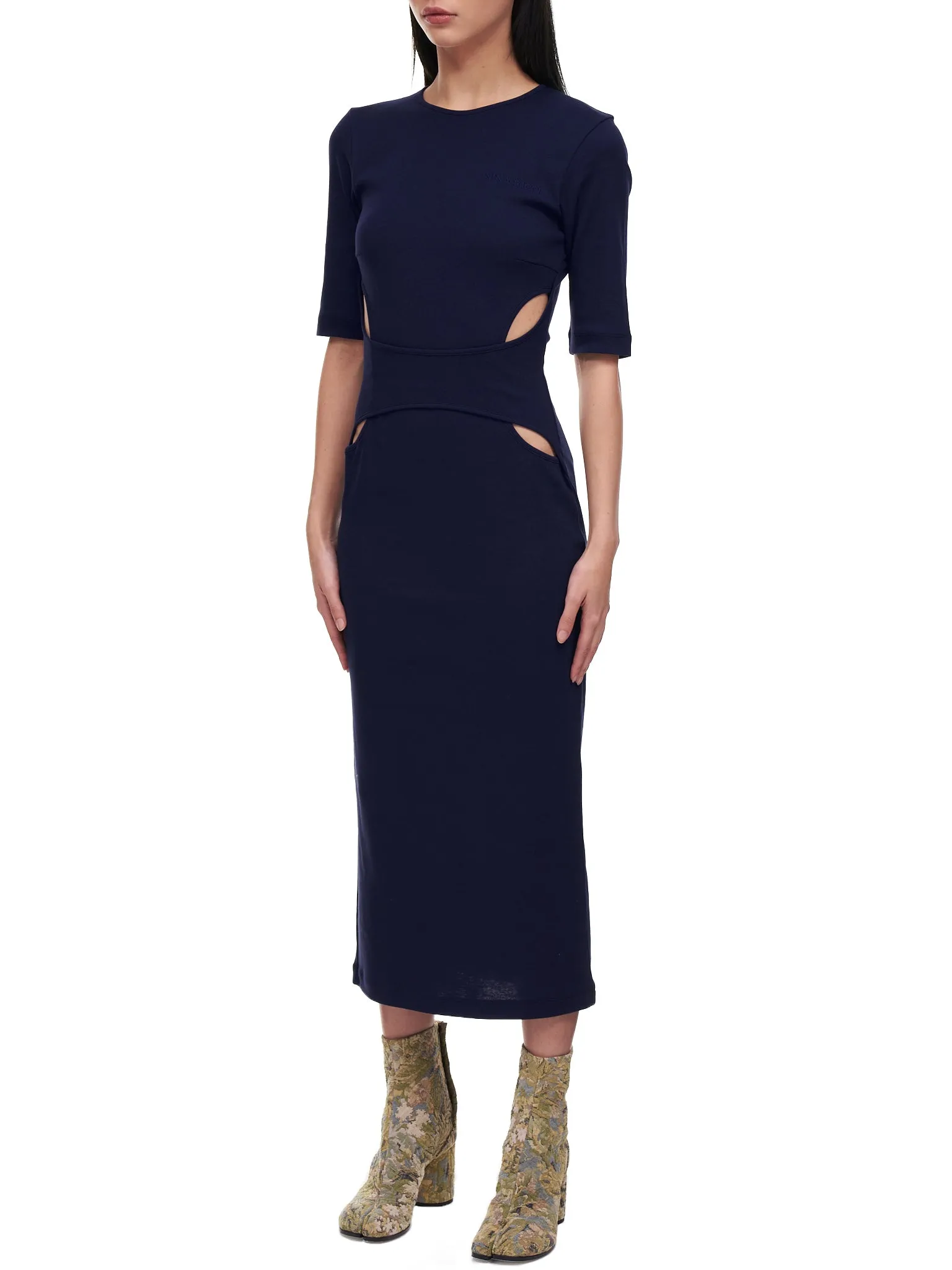 Layered Bodycon Cutout Dress (22PJRO009CO1001-NAVY-BLUE) sold by lorenzo product image thumbnail 2