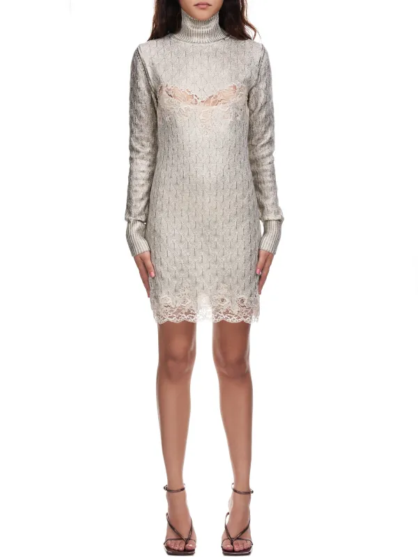 Turtleneck Dress (2A082A-168-IVORY) made by Blumarine