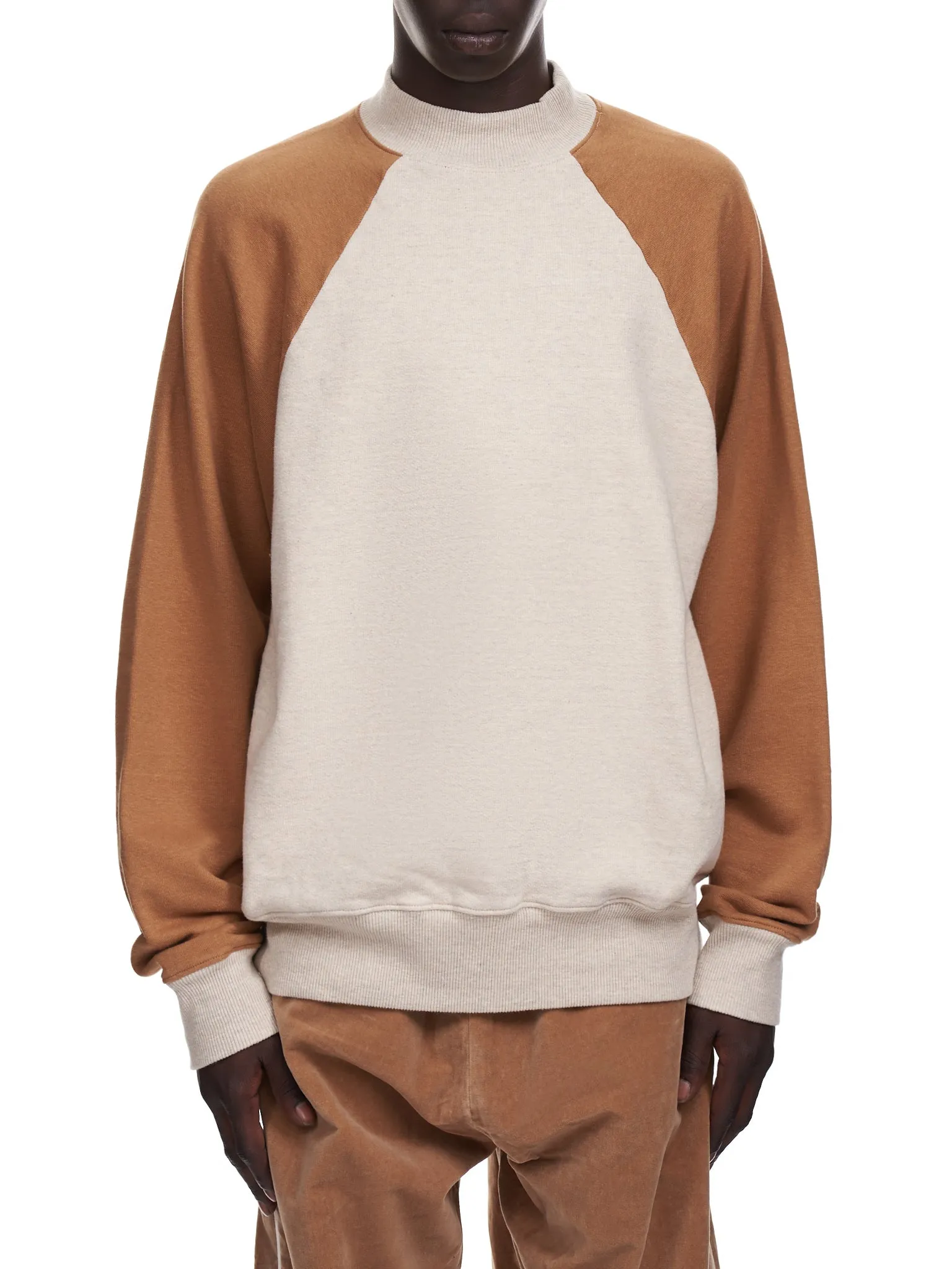 Raglan Sleeve High Neck Sweatshirt (K2109LC032-ECRU-GOLD) sold by lorenzo