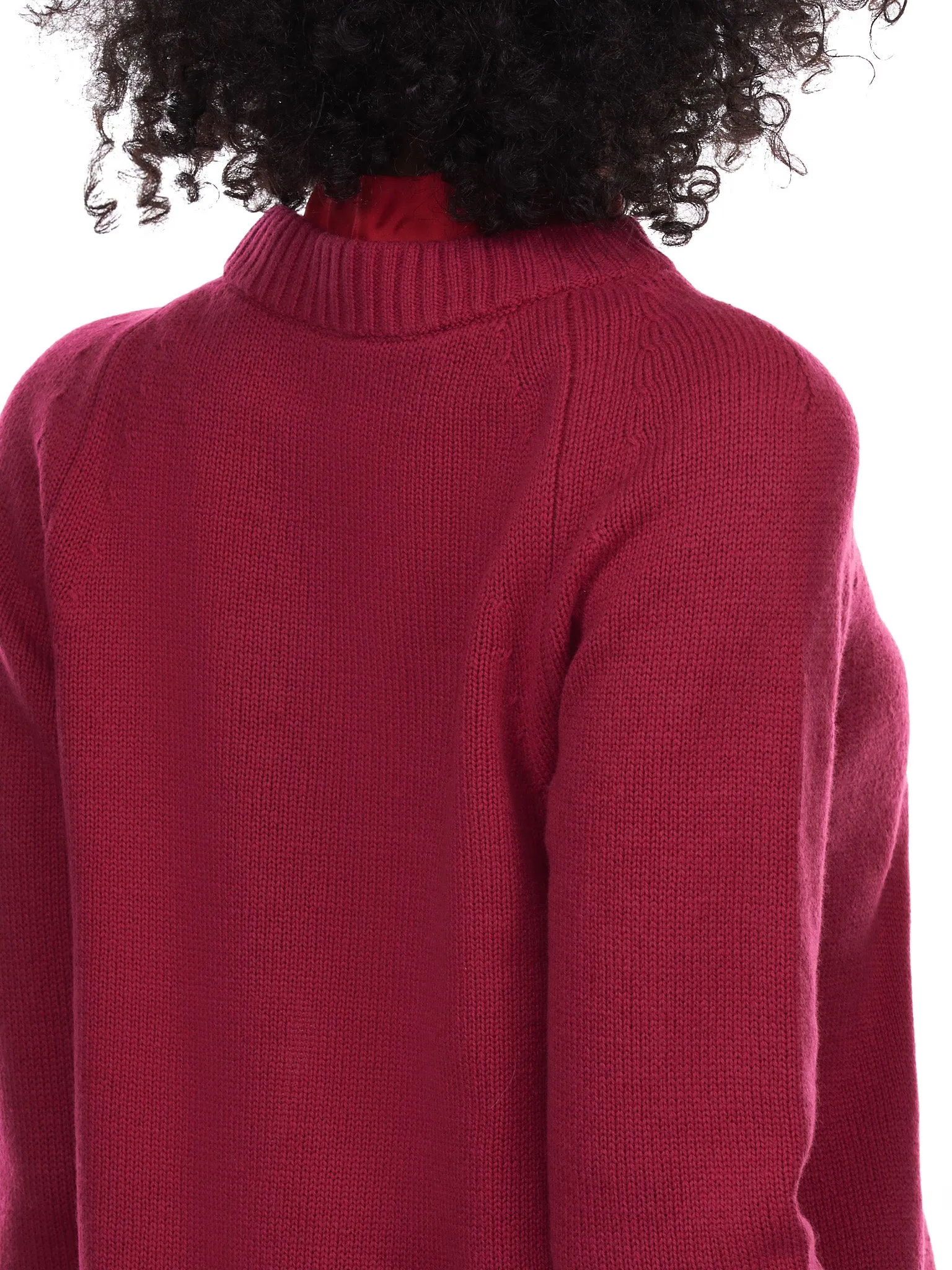 Wool Knit X Satin Sweater (21-05831-PINK-RED) sold by lorenzo product image thumbnail 5