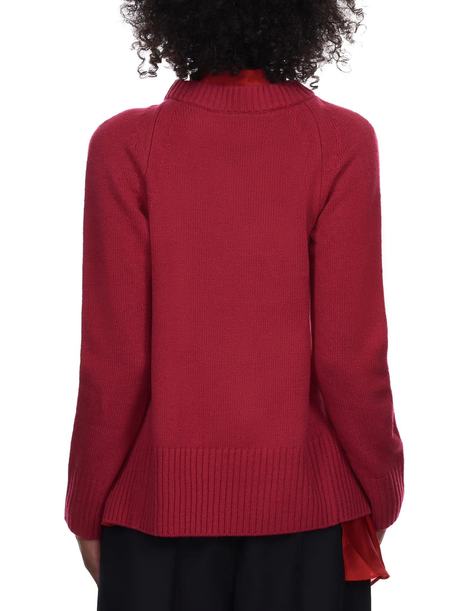 Wool Knit X Satin Sweater (21-05831-PINK-RED) sold by lorenzo product image thumbnail 3