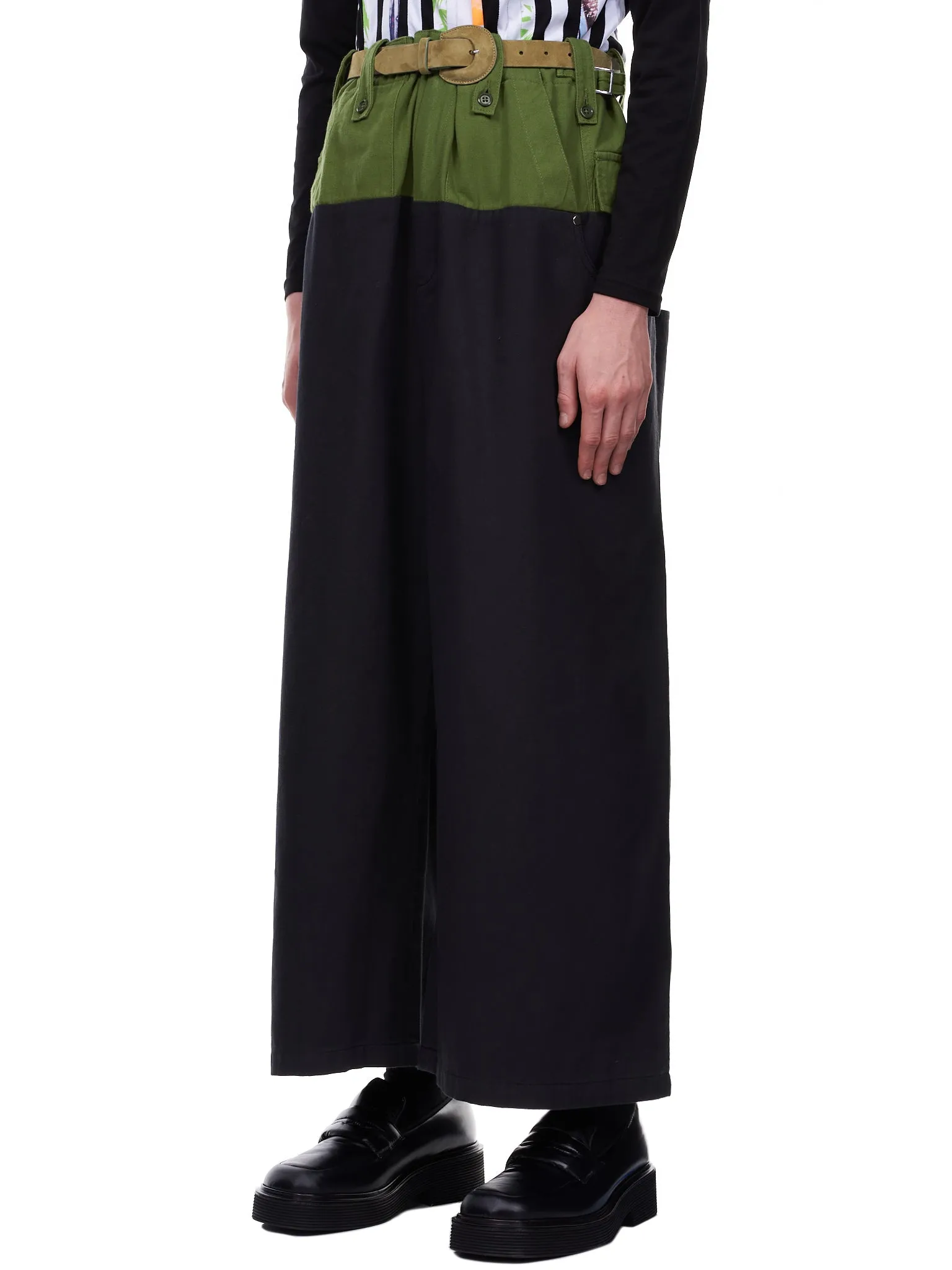 Two Tone Wide Trousers (10-PANTS-BLACK-GREEN) sold by lorenzo product image thumbnail 2