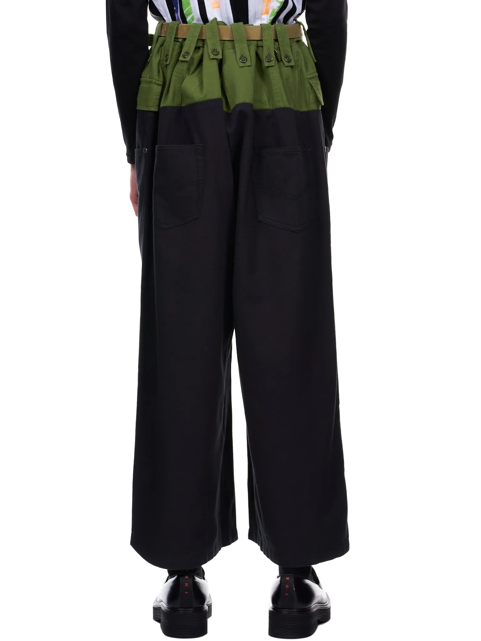 Two Tone Wide Trousers (10-PANTS-BLACK-GREEN) sold by lorenzo product image thumbnail 3