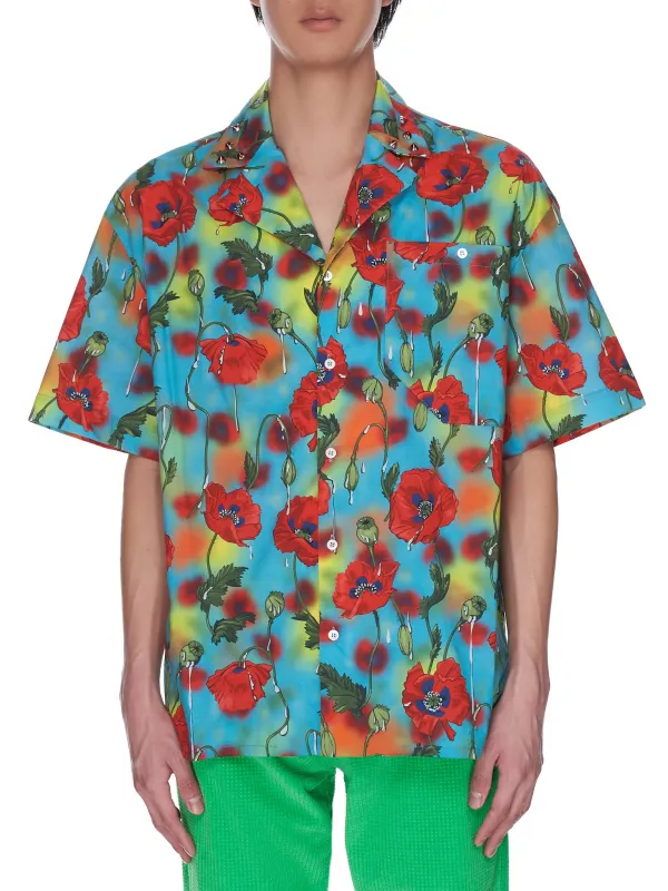 Poppie Studded Short Sleeve Shirt (GHOST-TOWN-LIGHT-POPPIES) sold by lorenzo