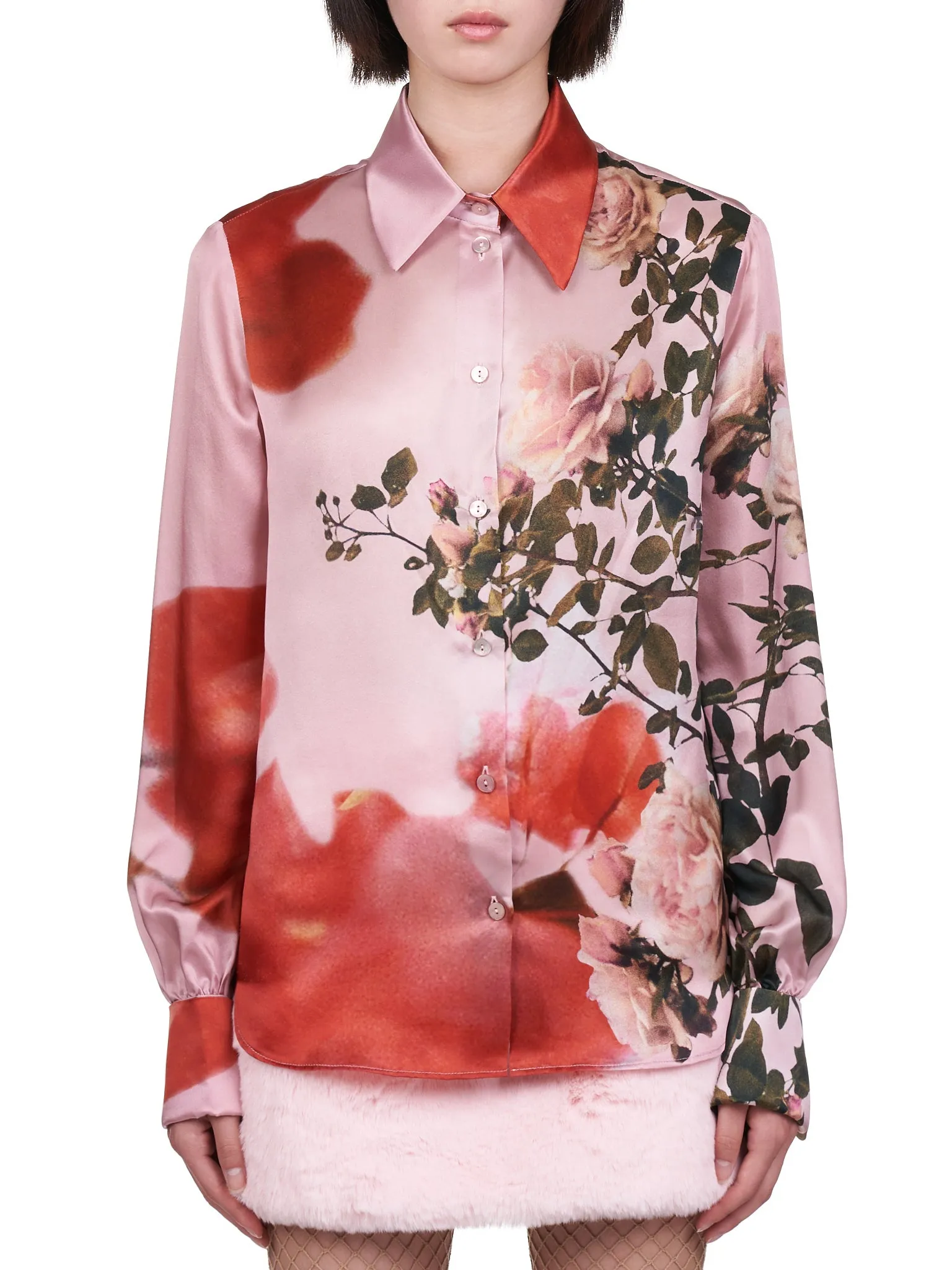 Silk Rose Print Shirt (2C03A-146-PINK) sold by lorenzo