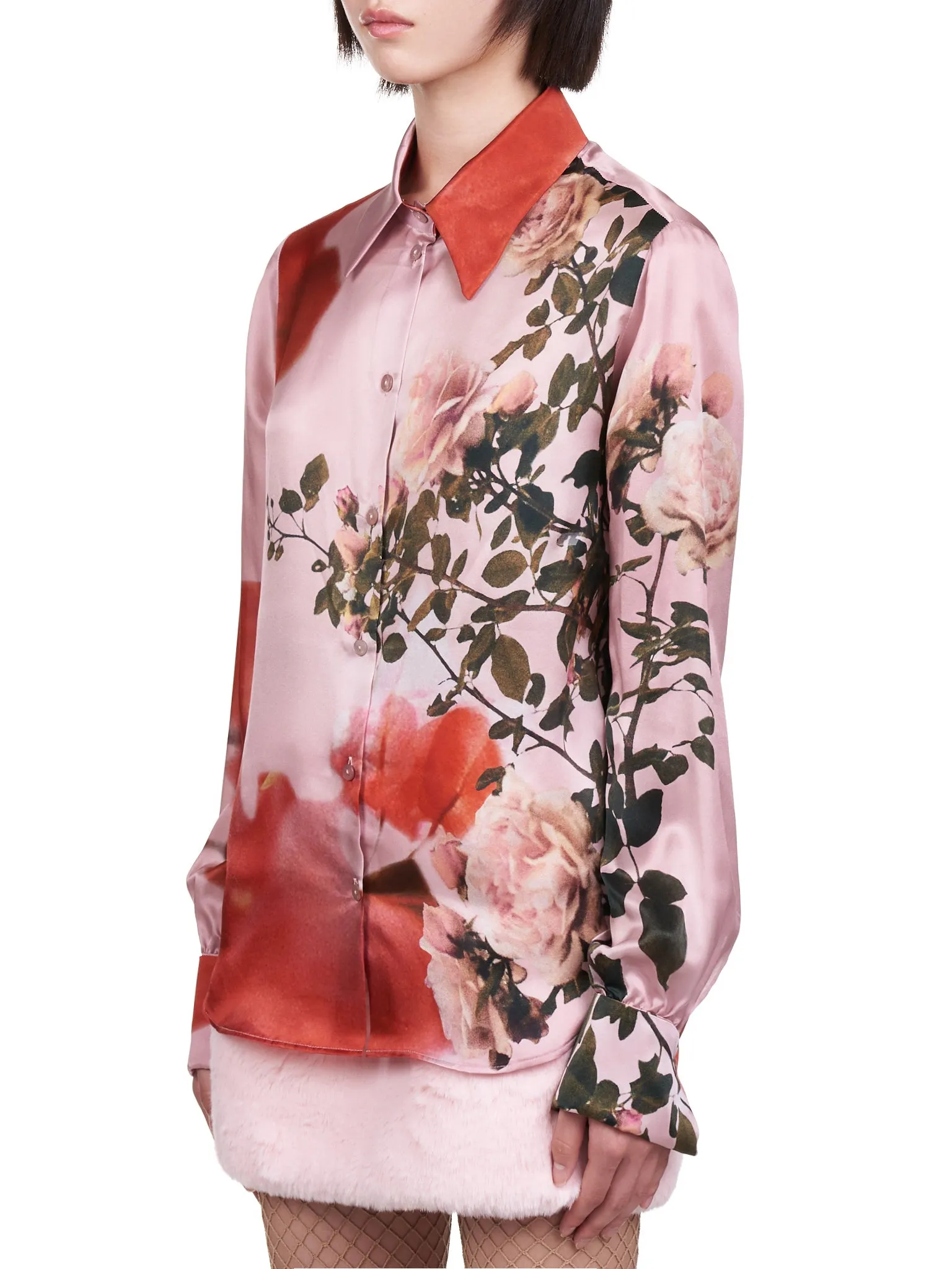 Silk Rose Print Shirt (2C03A-146-PINK) sold by lorenzo product image thumbnail 2